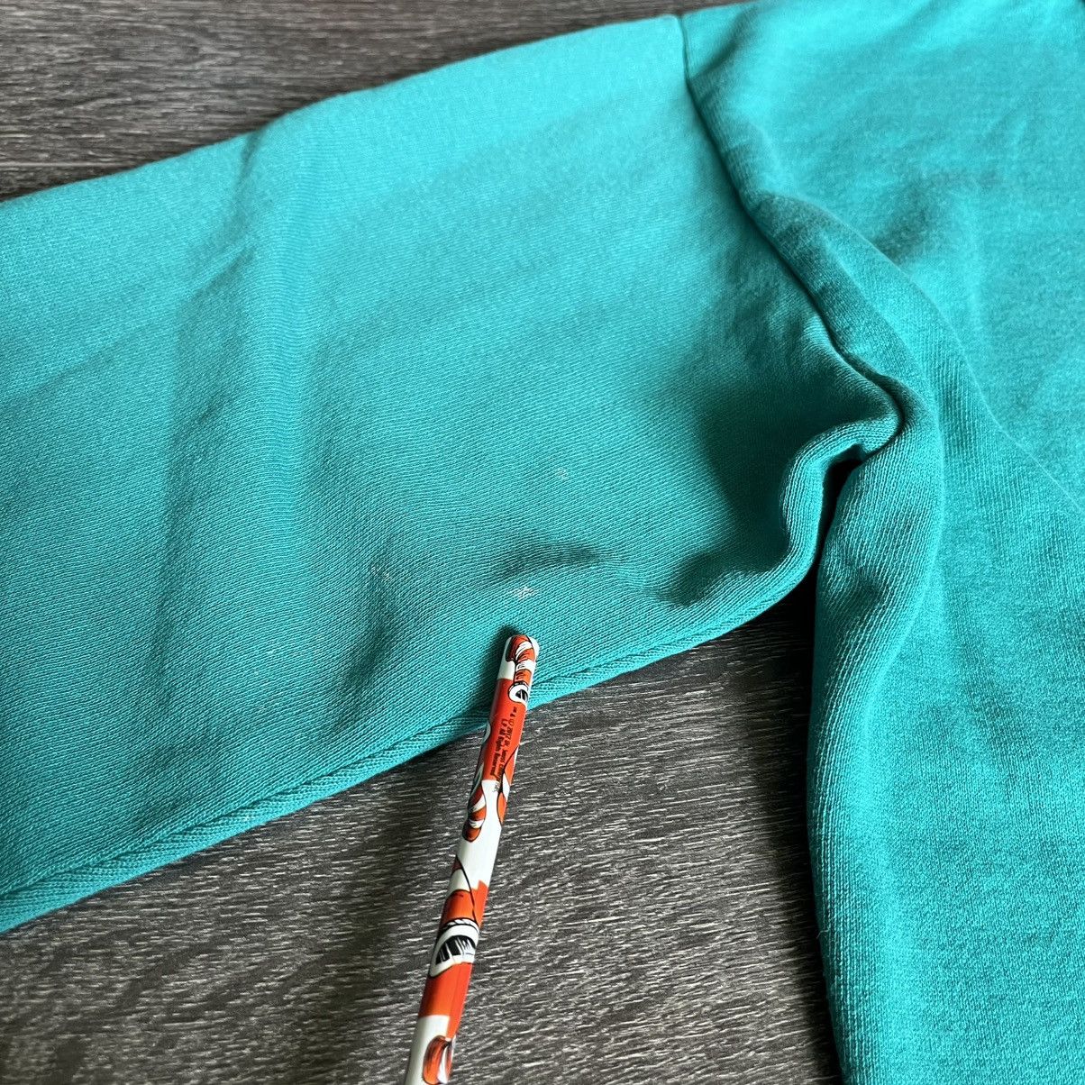 Jerzees Vintage 1990s Jerzees Blank Teal Cardigan Sweatshirt Button Size US L / EU 52-54 / 3 - 6 Thumbnail