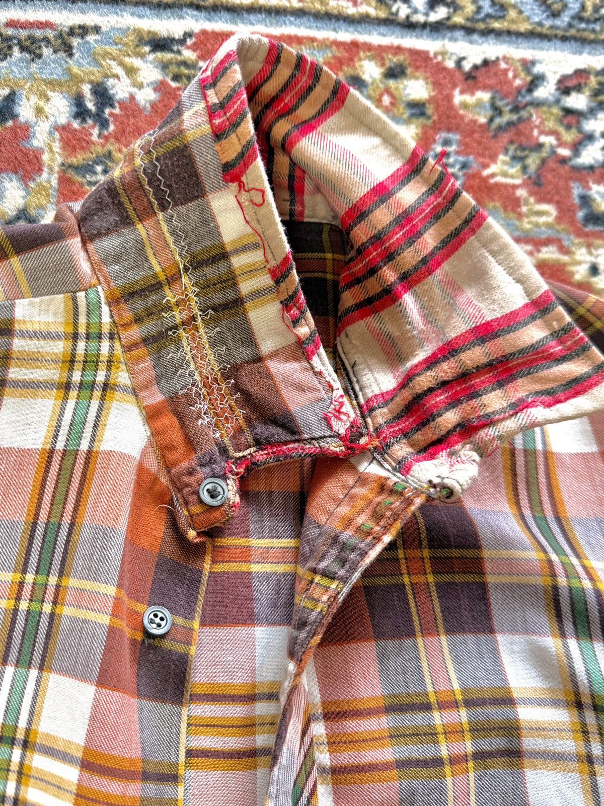Vintage 80s Vintage Flannel Distressed Reconstructed Plaid Shirt Size US L / EU 52-54 / 3 - 14 Thumbnail