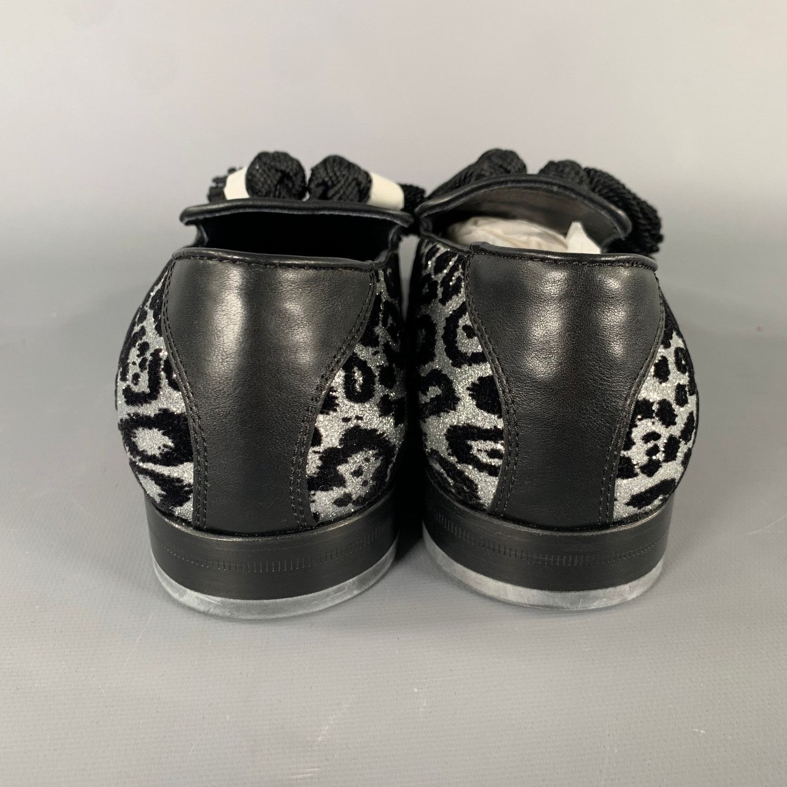 Jimmy Choo JIMMY CHOO Silver Black Medusa Jacquard Tassels Loafers Size US 7 / EU 40 - 3 Thumbnail