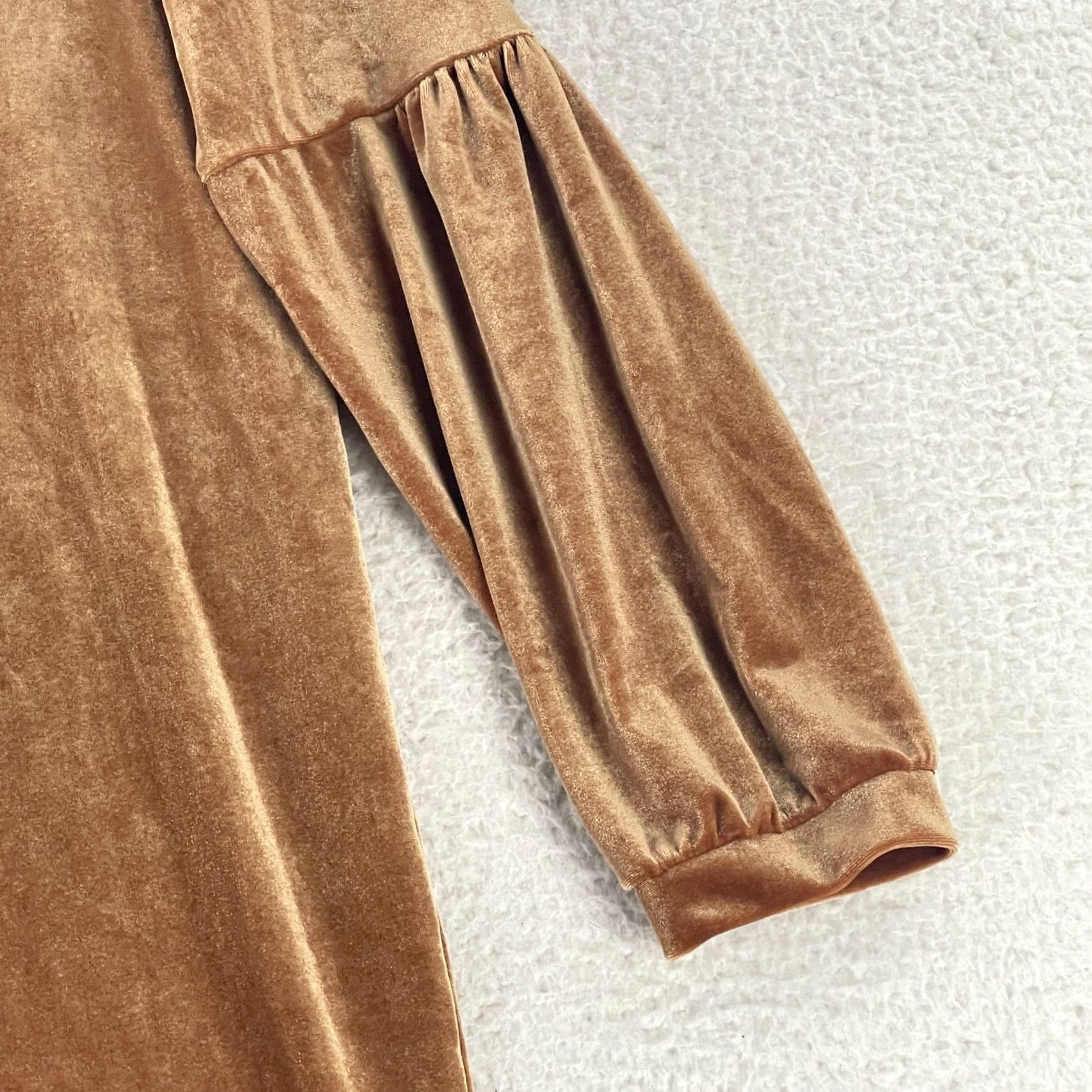 Madewell Madewell Velvet Balloon Sleeve Dress Womens Small Gold V-Neck Pullover Comfy Size S / US 4 / IT 40 - 4 Thumbnail