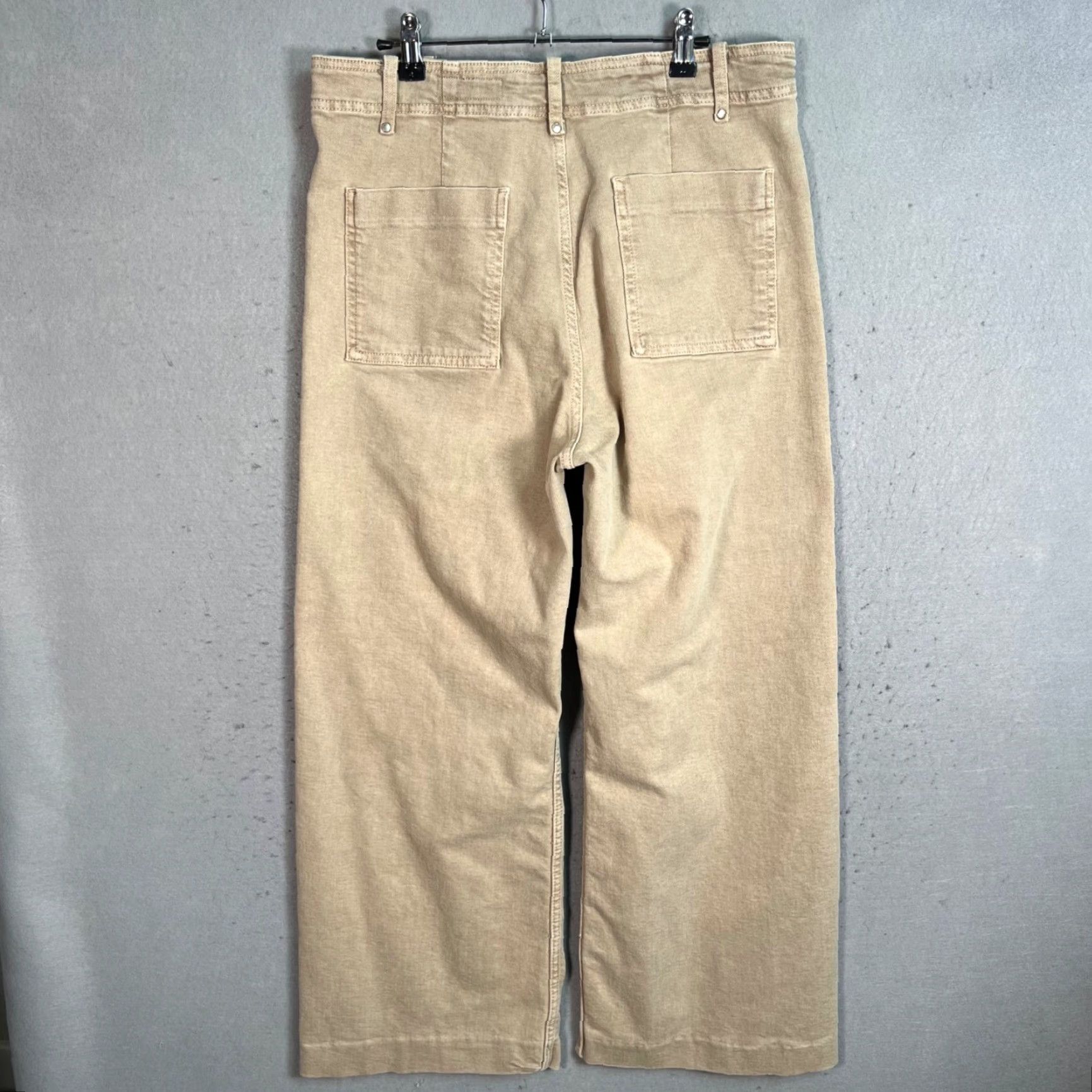 Zara Zara Womens Wide-Leg Jeans Size 14 Beige Cotton Blend 5-Pocket High Rise Size 36" / US 14 / IT 50 - 2 Thumbnail