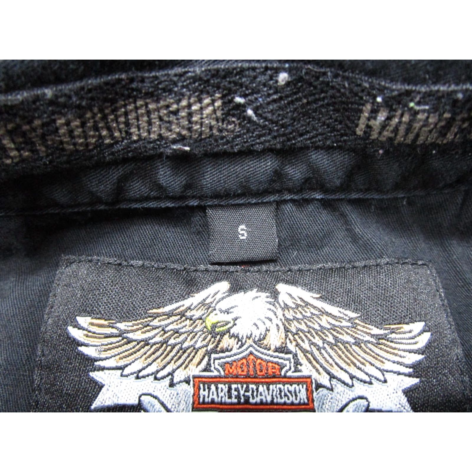 Harley Davidson VINTAGE Harley-Davidson Button-Up Shirt Mens S Black Cotton Woven Pocketed 90s Casual Workwear Vintage Mens Shirt Size US S / EU 44-46 / 1 - 2 Thumbnail