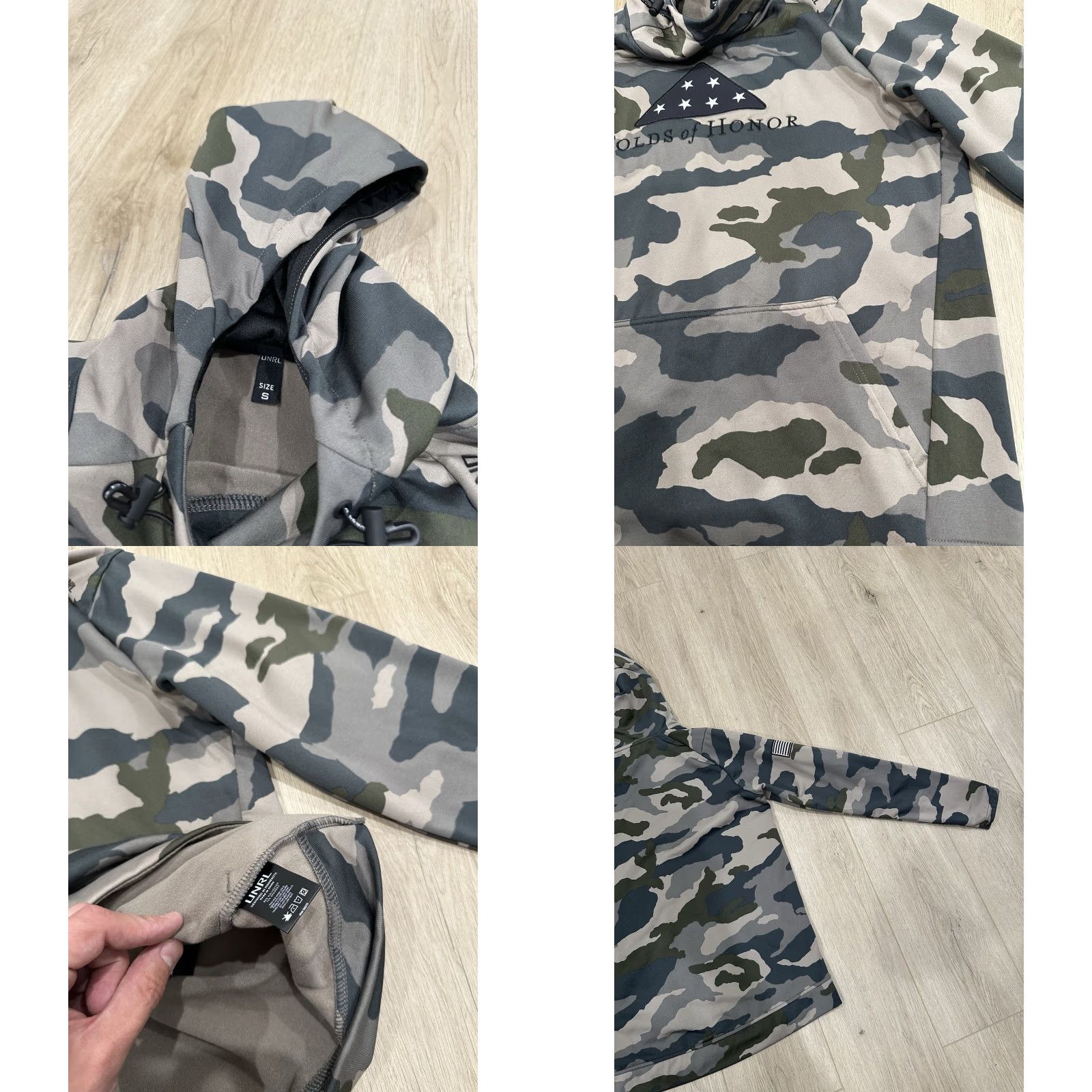 AMO Camo Sweatshirt Unrl Pullover Hooded Sweatshirt Small S Multicolor Camouflage Logo Embroidered **Unisex Adults** Colorful Fleece Hooded Size US S / EU 44-46 / 1 - 8 Thumbnail