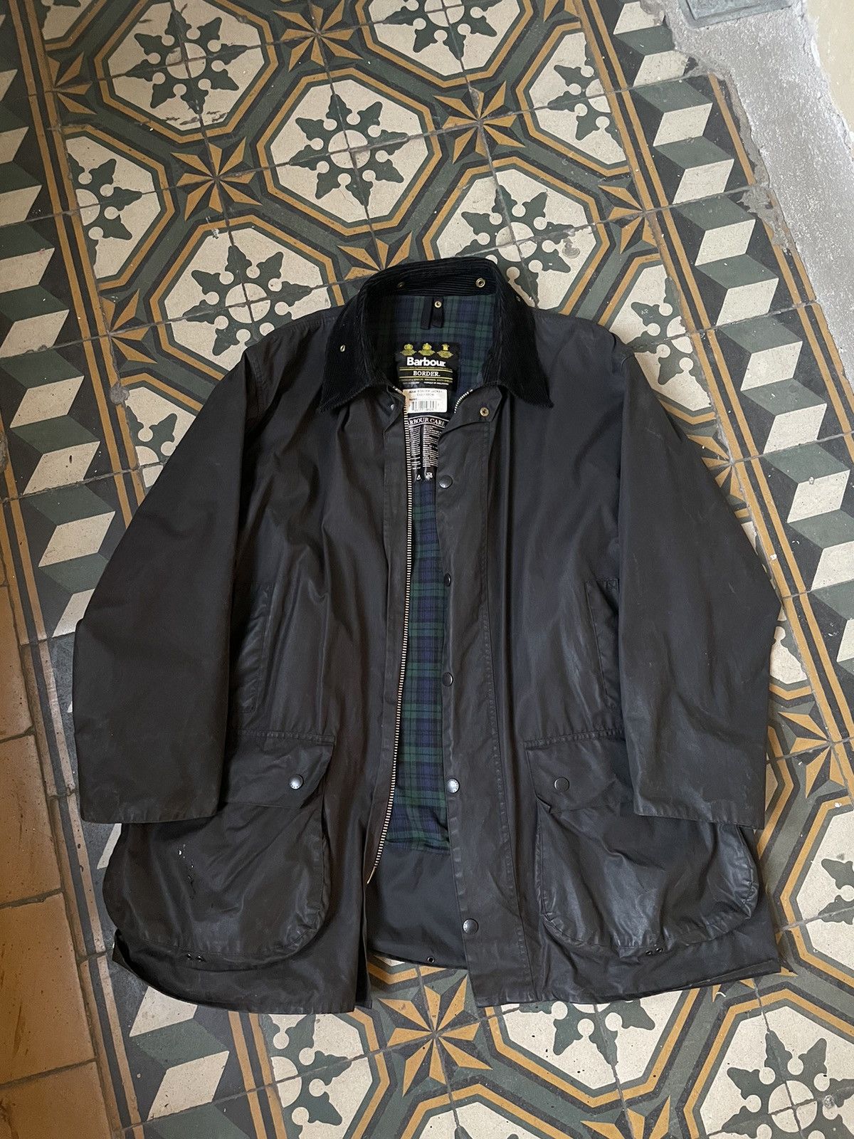image of Classic Barbour A206 A205 Border Waxed Jacket 90's in Black, Men's (Size XL)