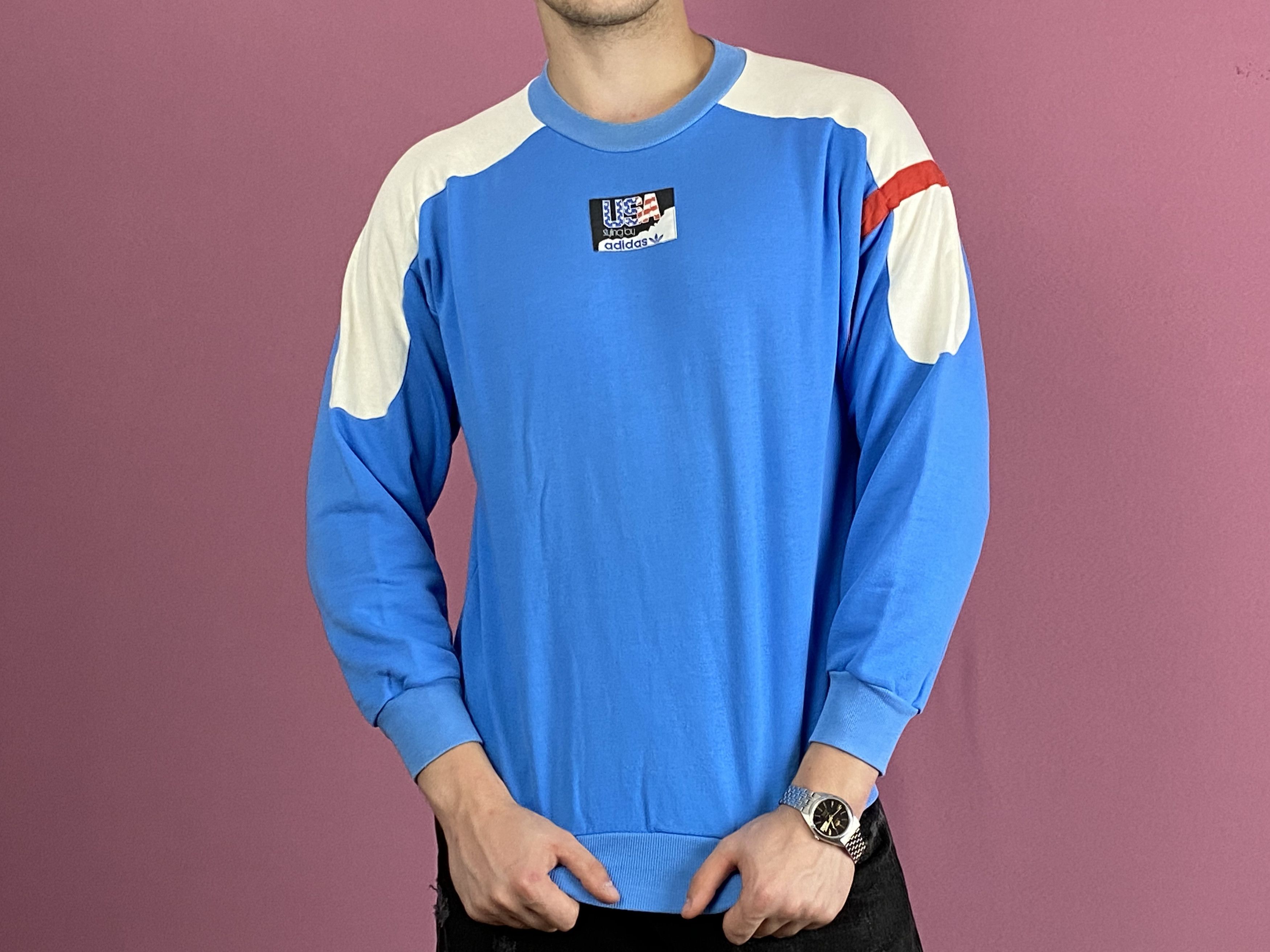 Adidas × Vintage 90s Adidas USA Vintage Men's Sweatshirt - Size S Size US S / EU 44-46 / 1 - 4 Thumbnail