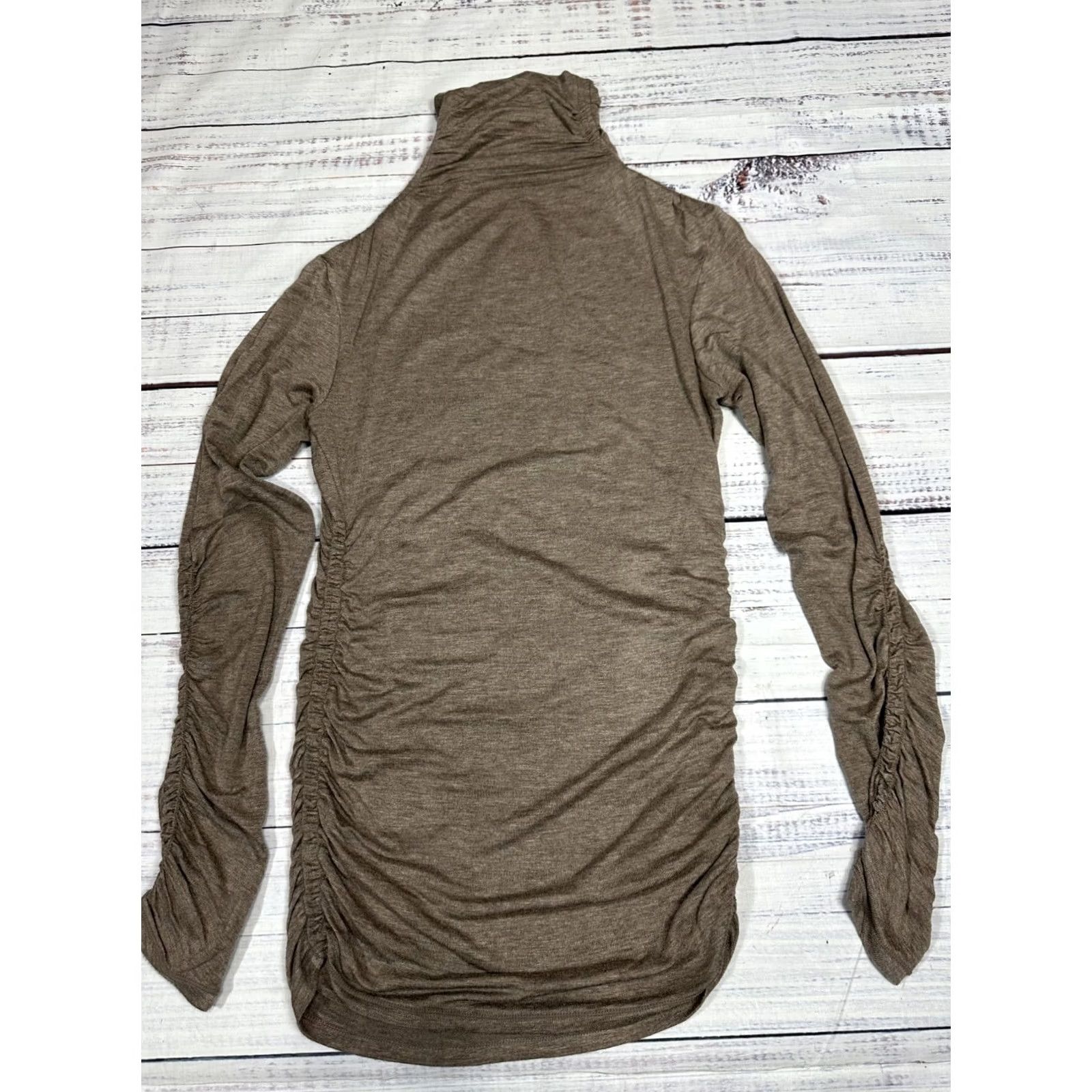 Vintage MSSP Max Studio Specialty Products Women's Shirt Brown Sz S Ruched Long Sleeve Size S / US 4 / IT 40 - 3 Thumbnail
