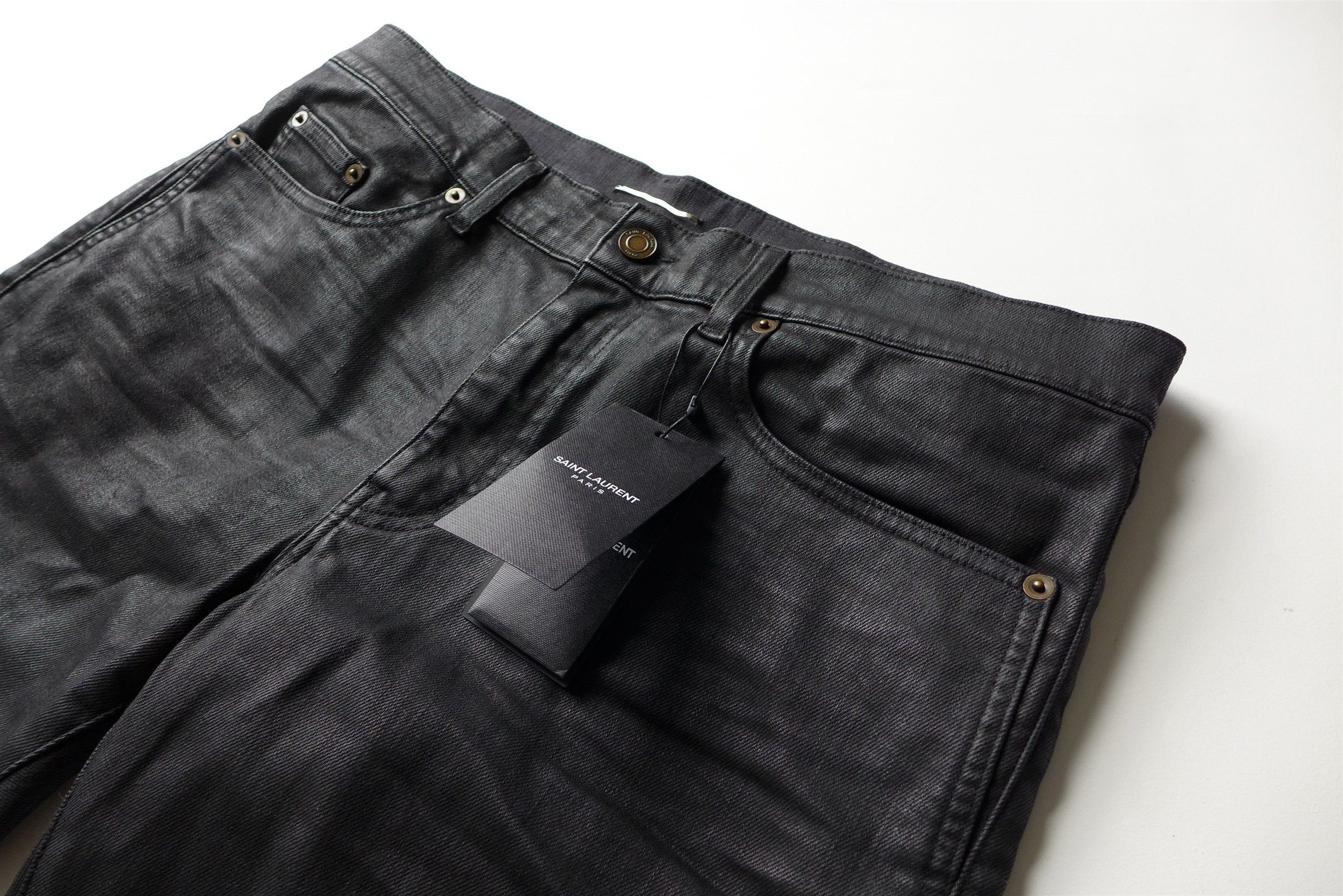 Saint Laurent Paris Saint Laurent D02 Jeans --- Coated Black Denim Size US 38 / EU 54 - 12 Thumbnail
