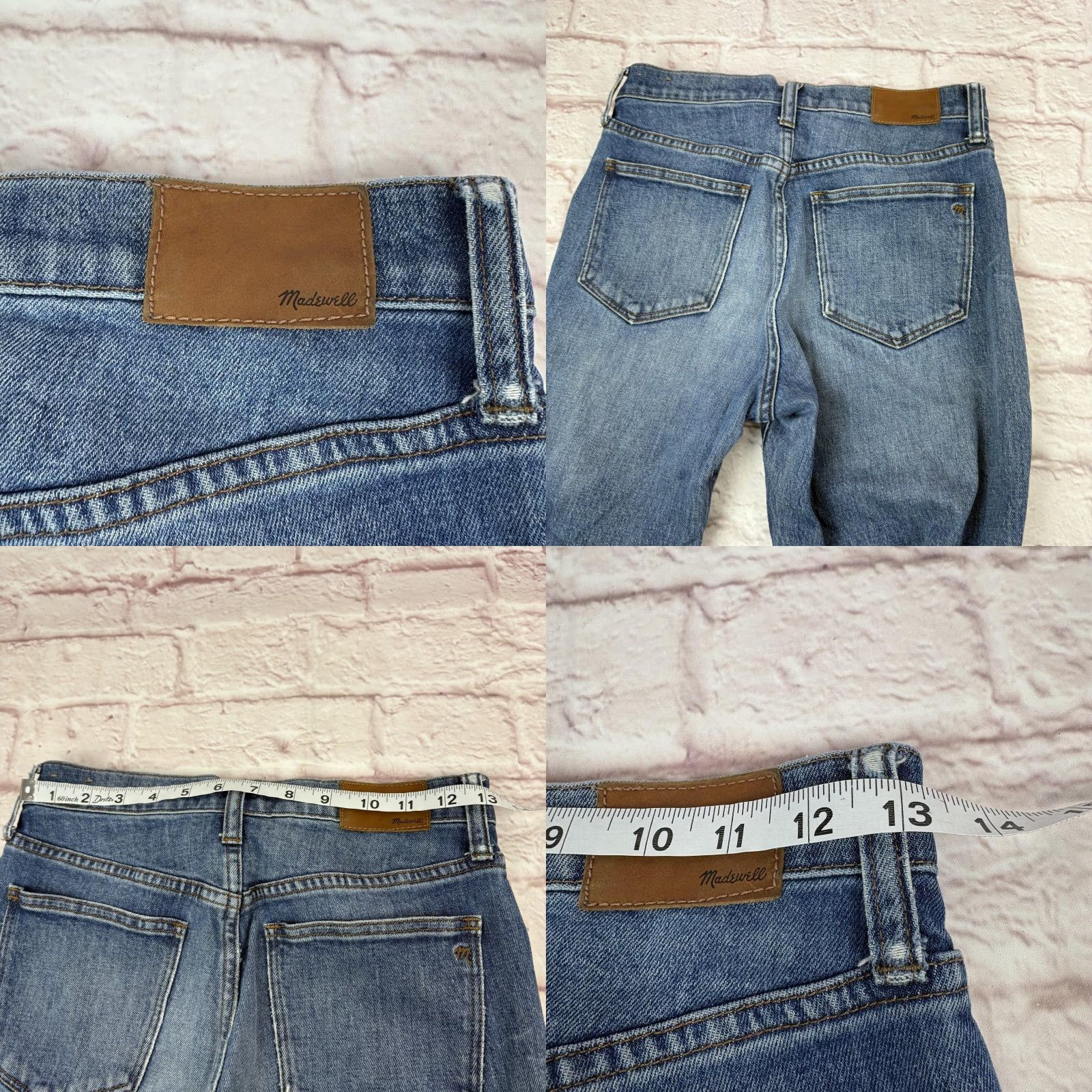 Madewell Madewell Jeans Womens 25 Blue Medium Wash Distressed 26x26 Denim Straight Crop 5-Pocket Zip Mid Rise Size 42" / US 20 - 8 Thumbnail