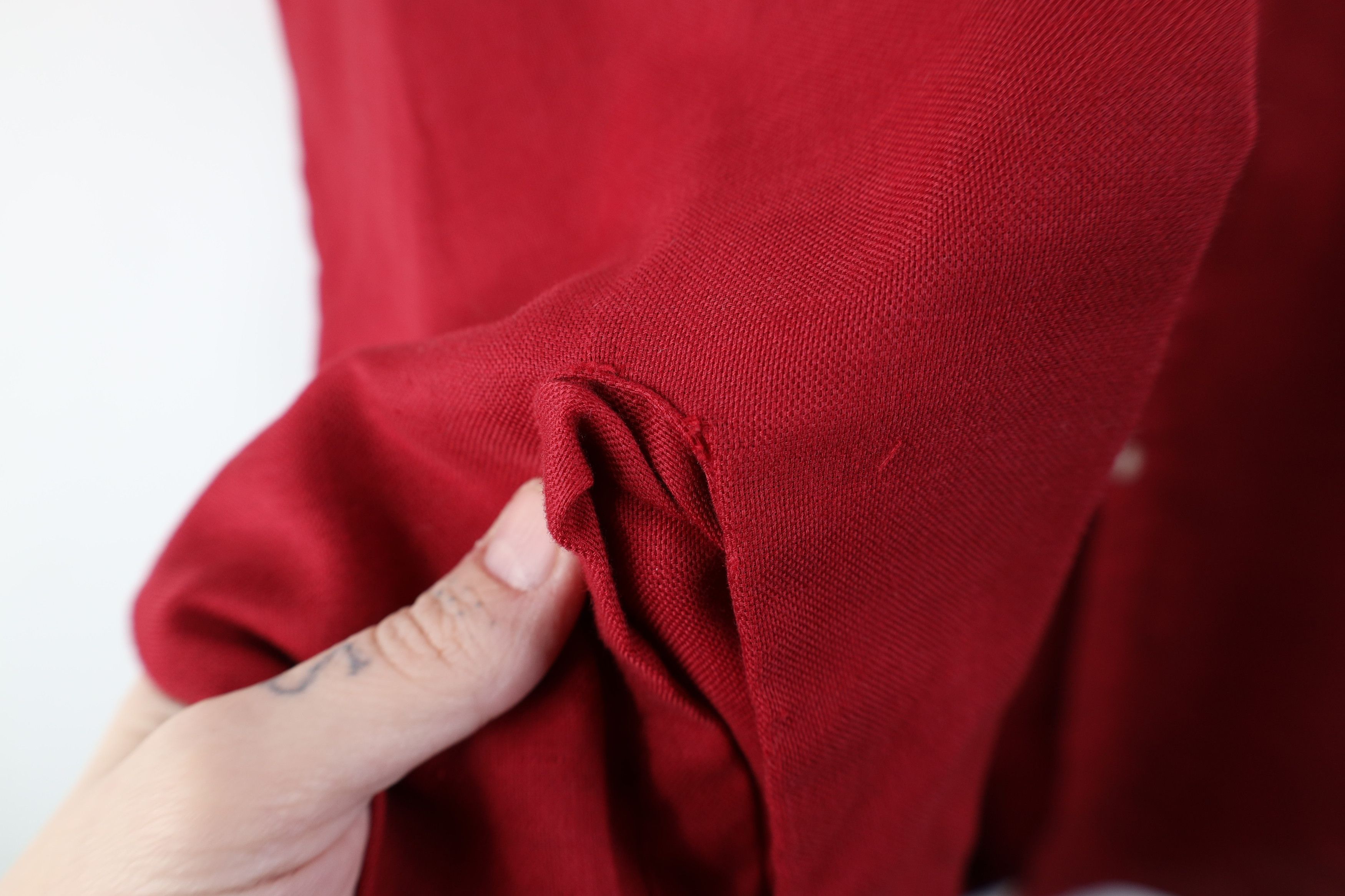 Vintage Vintage 70s Streetwear Knit Collared Button Down Shirt Red Size US L / EU 52-54 / 3 - 6 Thumbnail