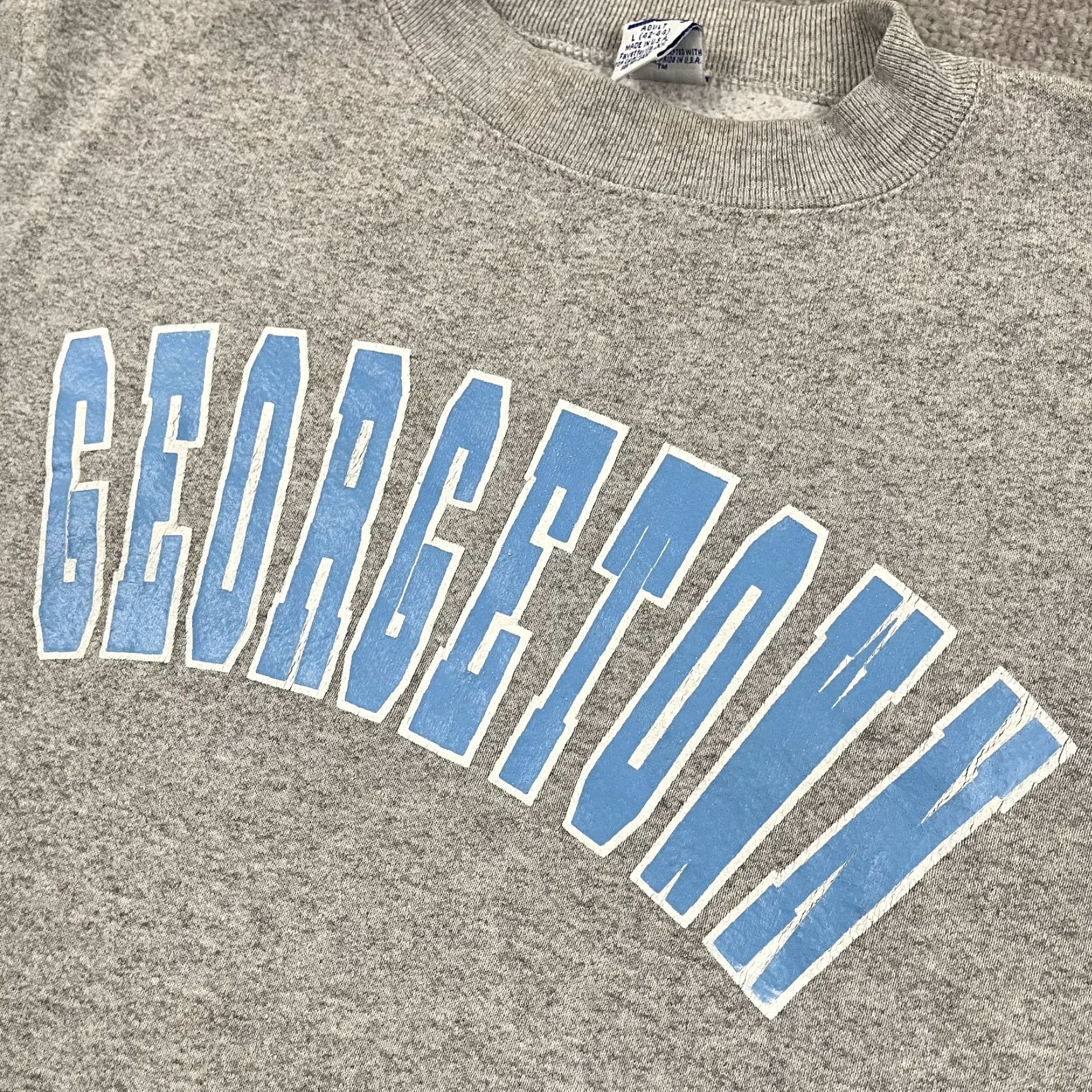 Soffe VTG Georgetown University Sweatshirt Grey Graphic Crew Pullover M/L Soffe Regular Adult Mens 90s University School Graphic Print Multi-Season Size US L / EU 52-54 / 3 - 2 Thumbnail