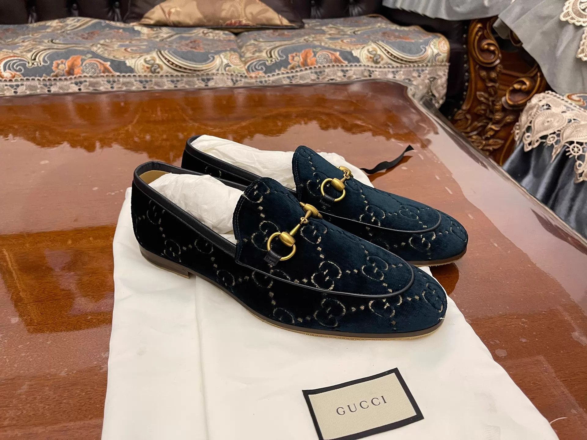 Gucci Gucci Velvet Horsebit Buckle Full Logo Shoes 7 (US) New Size US 7 / EU 40 - 1 Thumbnail