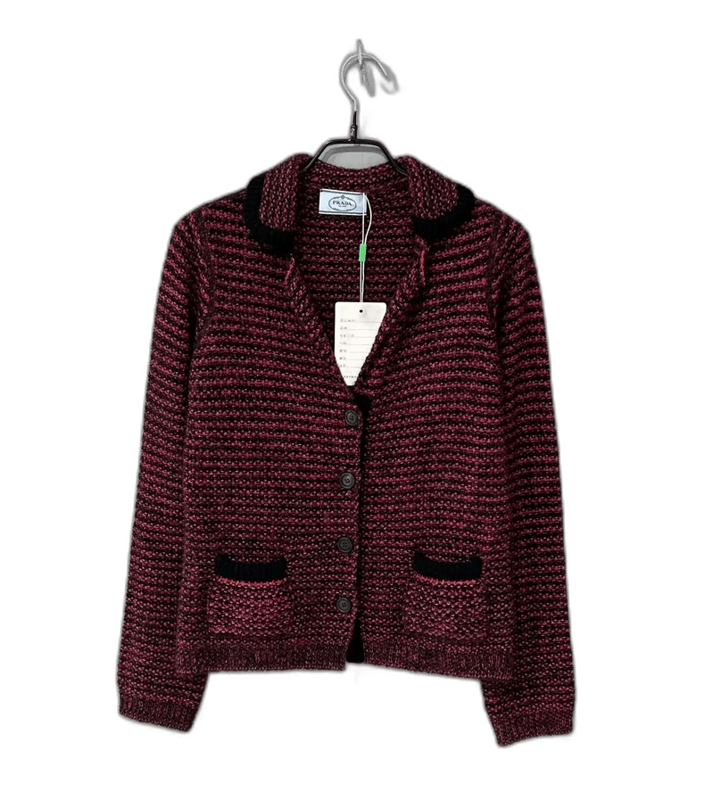 Prada Black and Red Woven Cardigan by PRADA-2506 Size S / US 4 / IT 40 - 1 Thumbnail