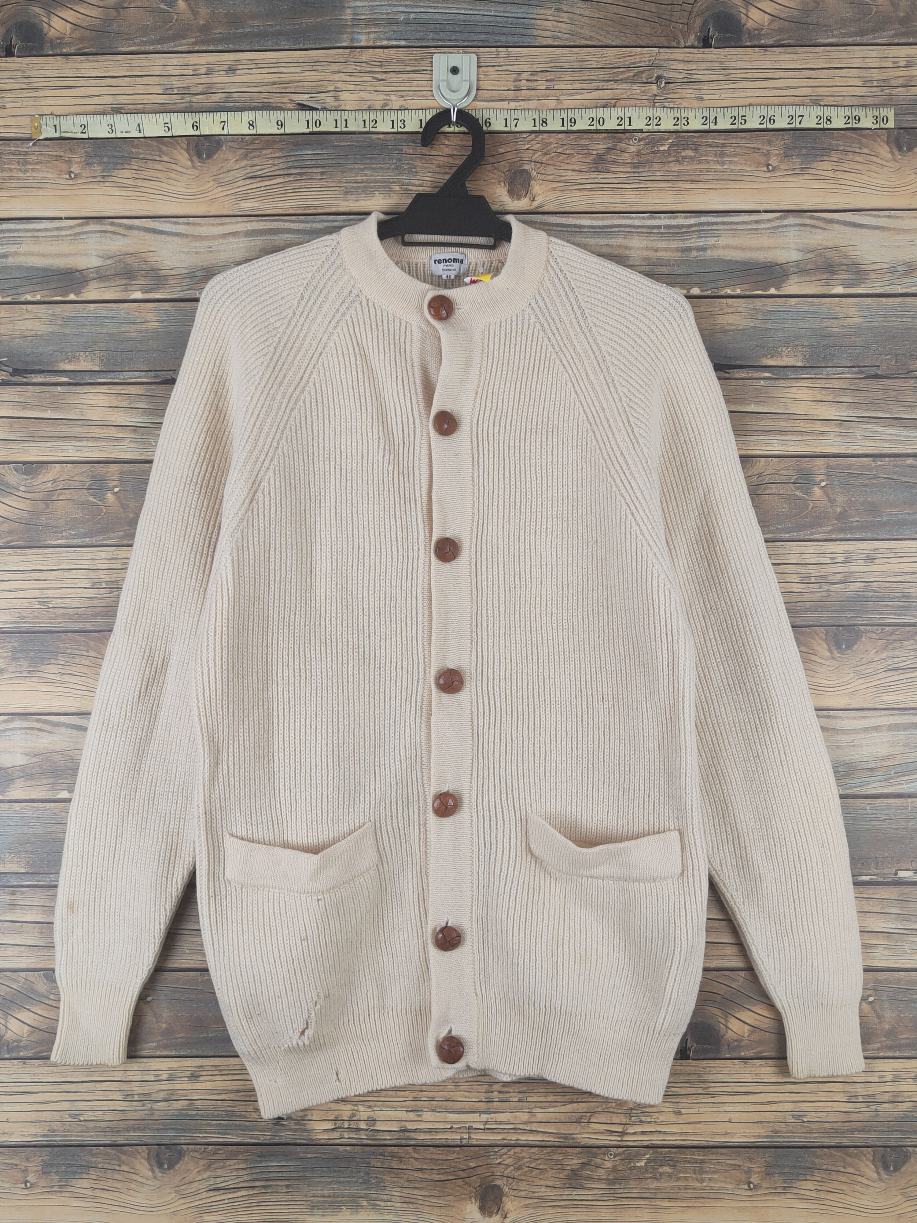 Renoma Renoma Cream Knitwear ripped distressed Cardigan #W1202 Size M / US 6-8 / IT 42-44 - 1 Thumbnail