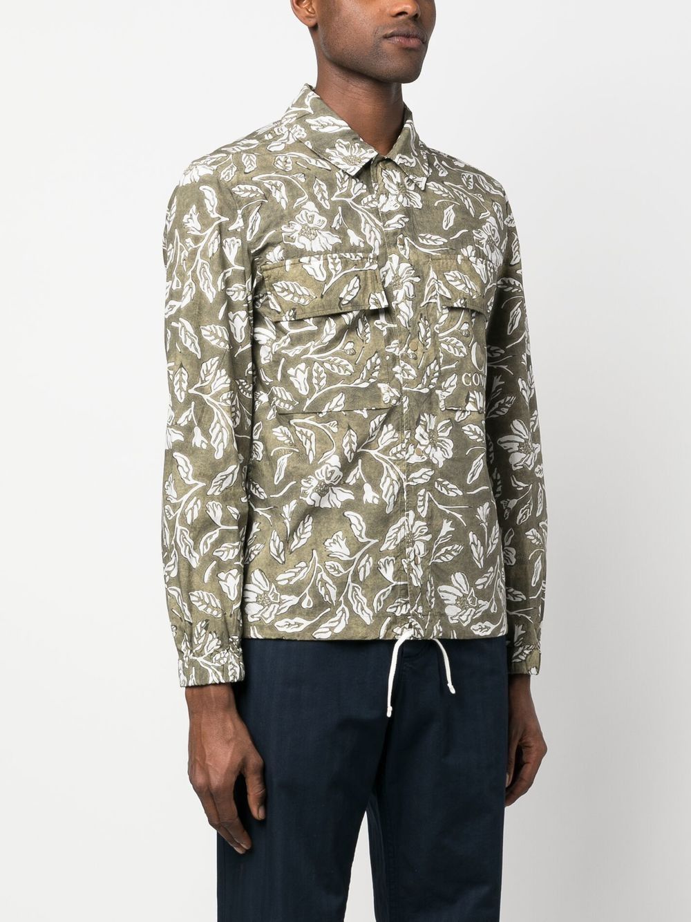 C.P. Company o1y1224 Patterned Shirt in Military Green/White Size US L / EU 52-54 / 3 - 3 Thumbnail
