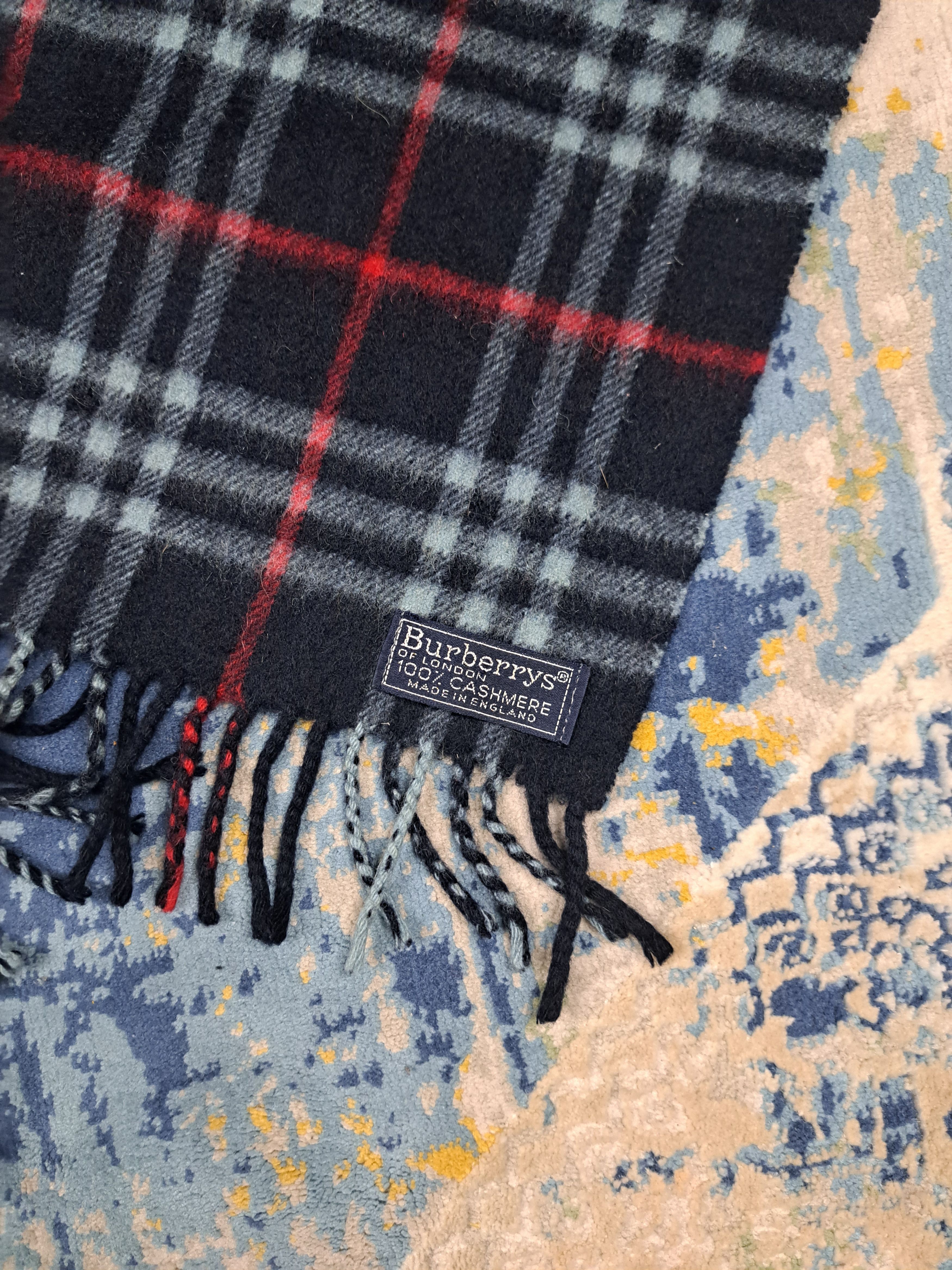 Burberry 100% Cashmere VTG 90s Burberrys Nova Check Checkered Scarf Size ONE SIZE - 2 Thumbnail