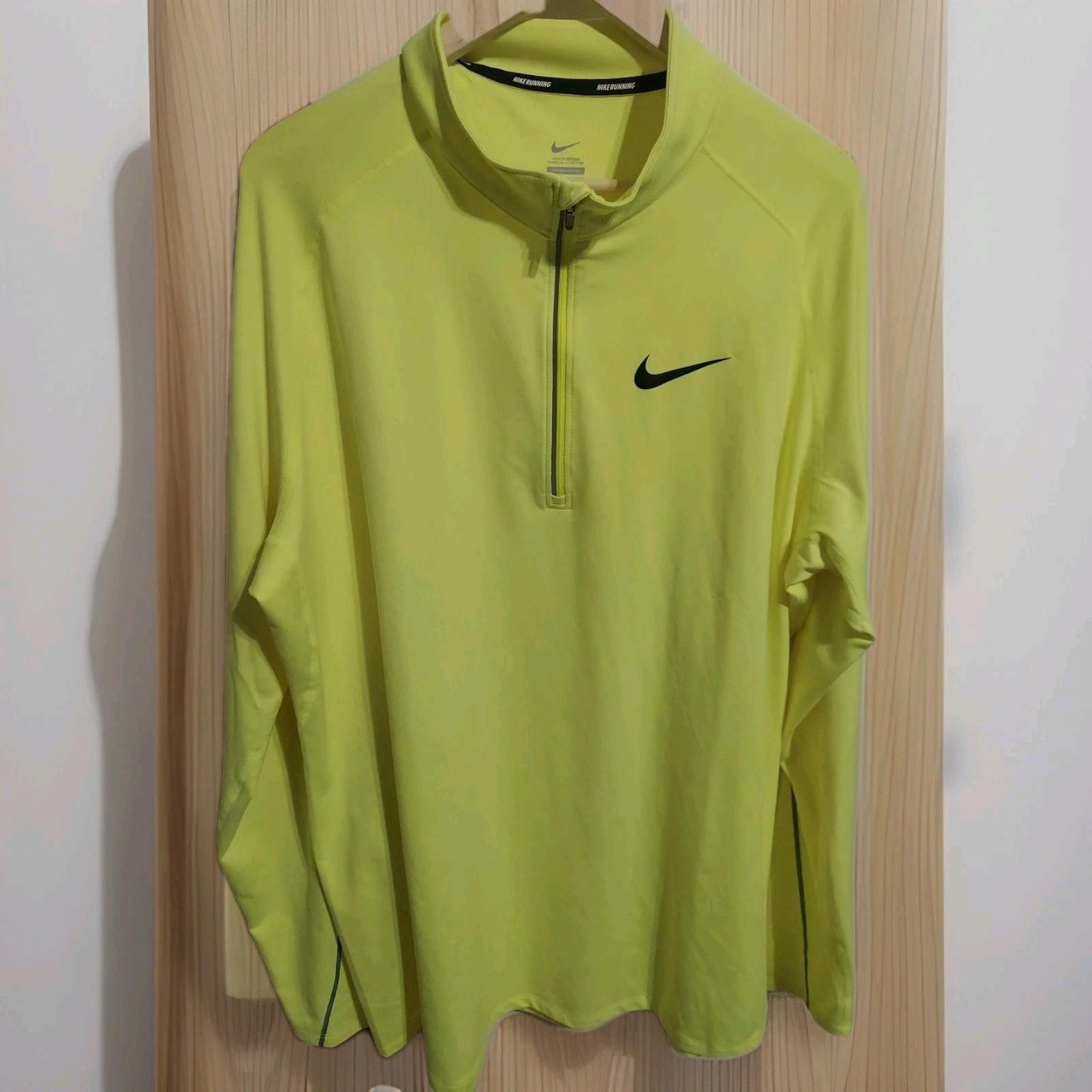 Nike Nike Mens 1/4 Zip Running Pullover Neon Yellow w/ Black Size US XXL / EU 58 / 5 - 1 Thumbnail