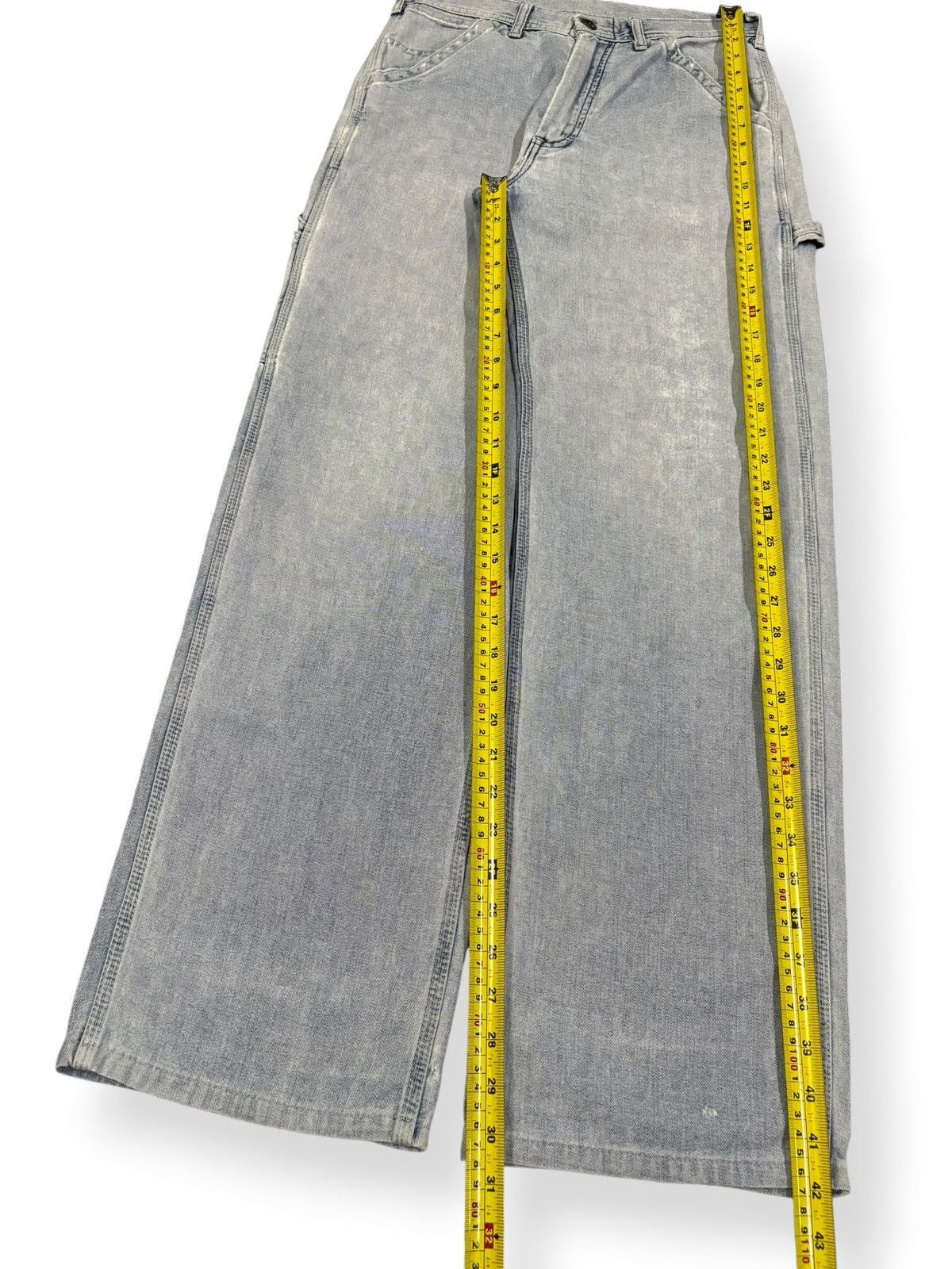 Issey Miyake × Lee Vintage 90s Lee Light Blue Wash Baggy Ripped Carpenter Jeans Size US 30 / EU 46 - 12 Thumbnail