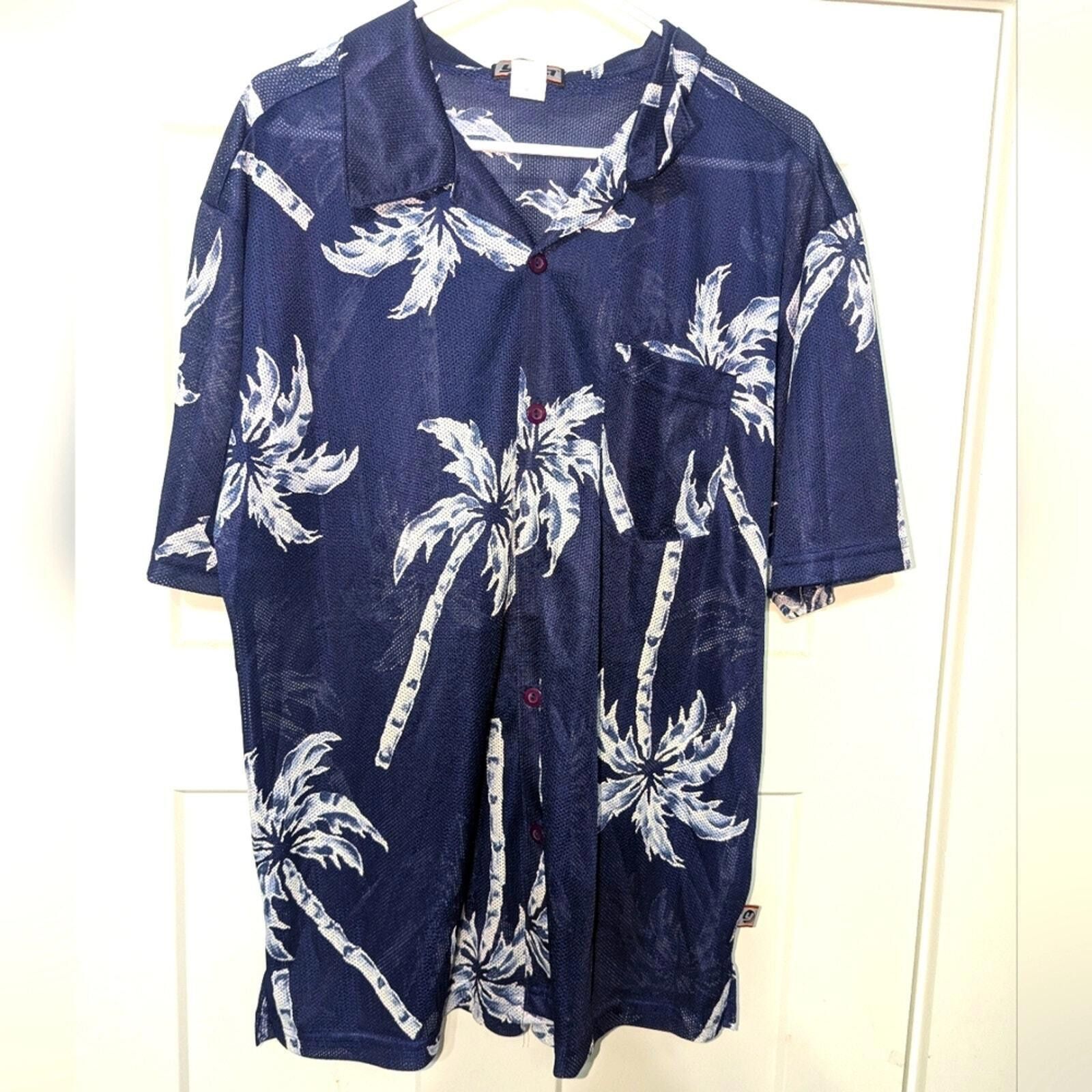 Designer ymla Jersey Style Button Down Size XL Blue Gray Palm Trees Size US XL / EU 56 / 4 - 1 Thumbnail