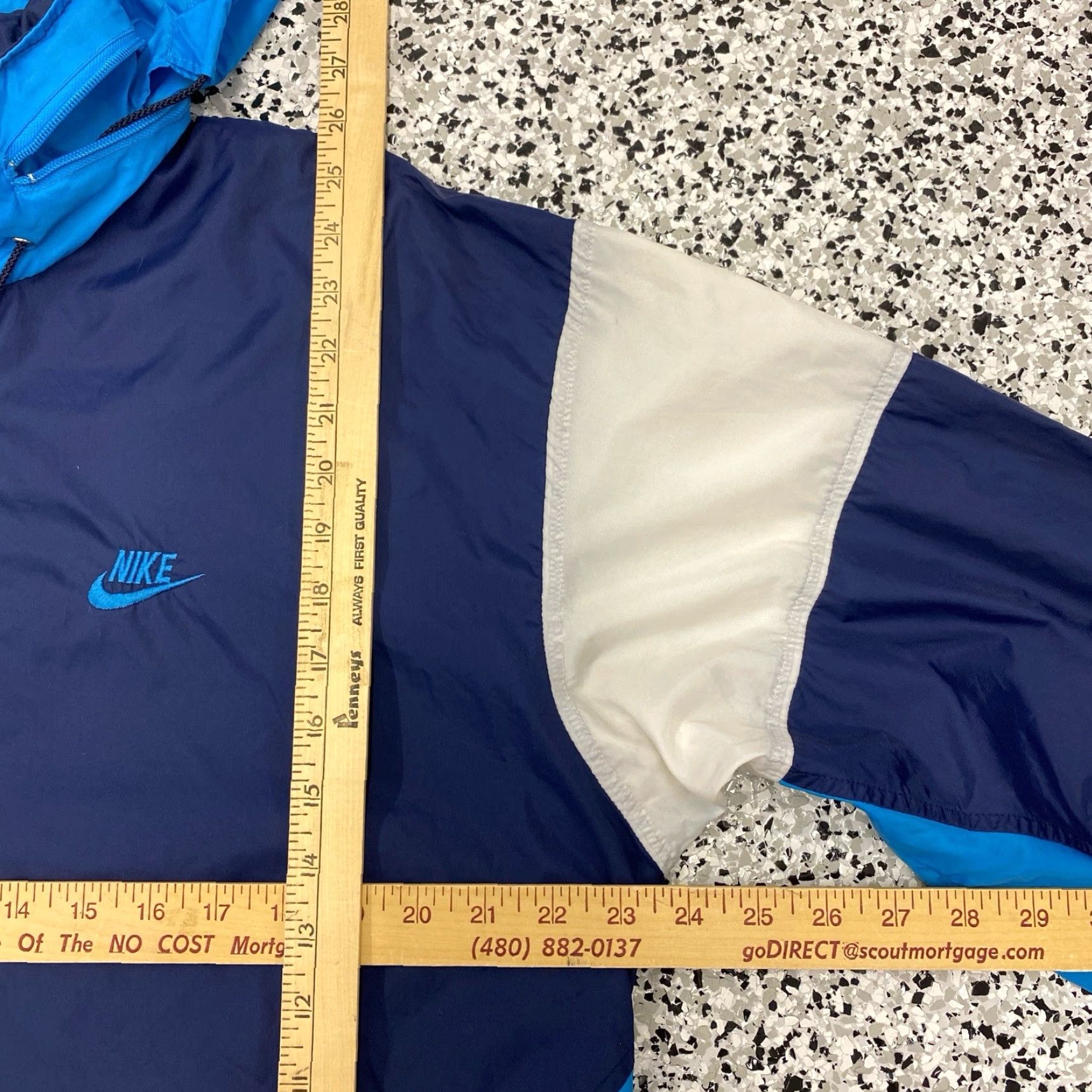Nike VINTAGE Nike Jacket Windbreaker 90s White Blue L Mens Large Size US L / EU 52-54 / 3 - 5 Thumbnail