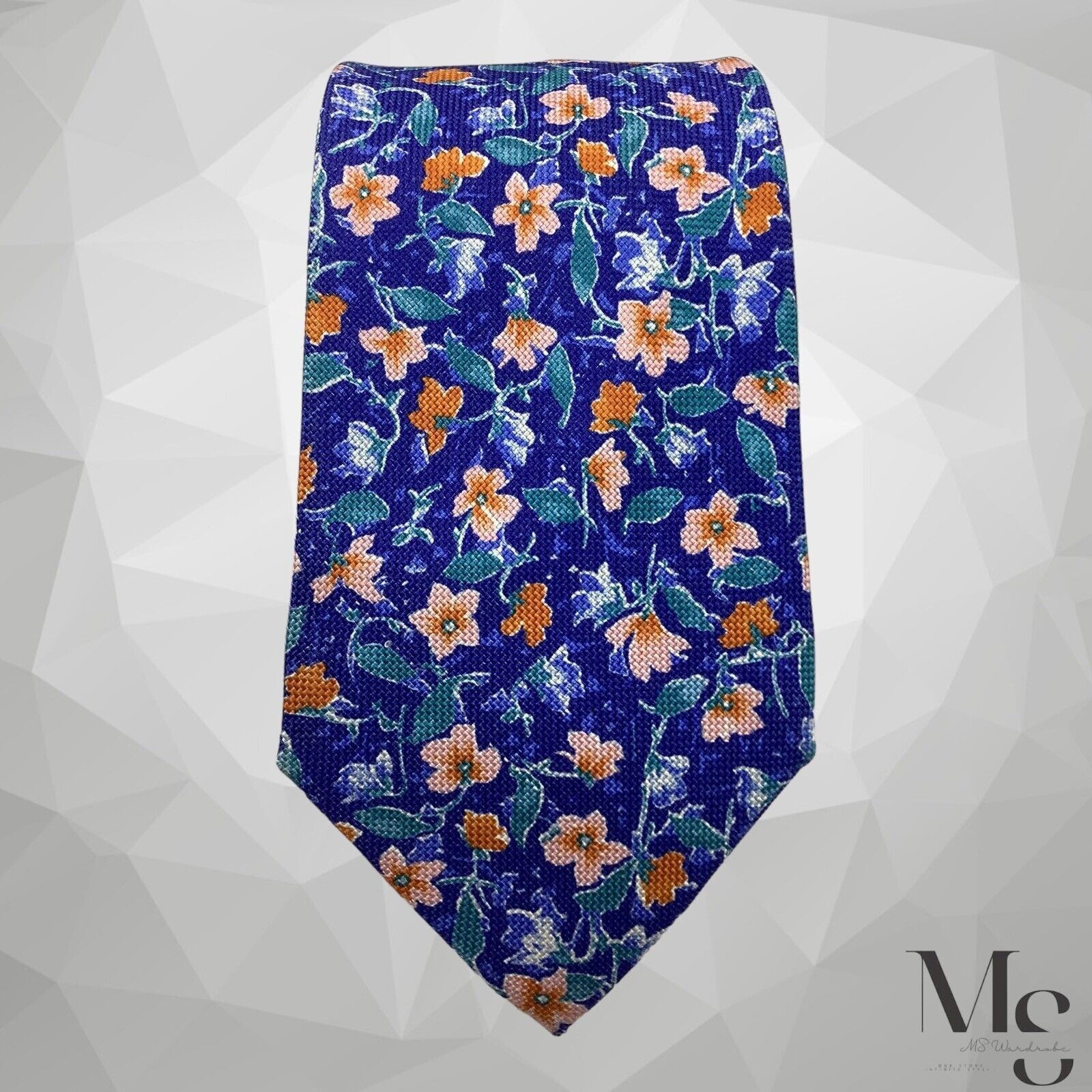 Boggi BOGGI MILANO XL Blue Floral Luxury Silk Tie Made In Italy W: Size ONE SIZE - 3 Thumbnail