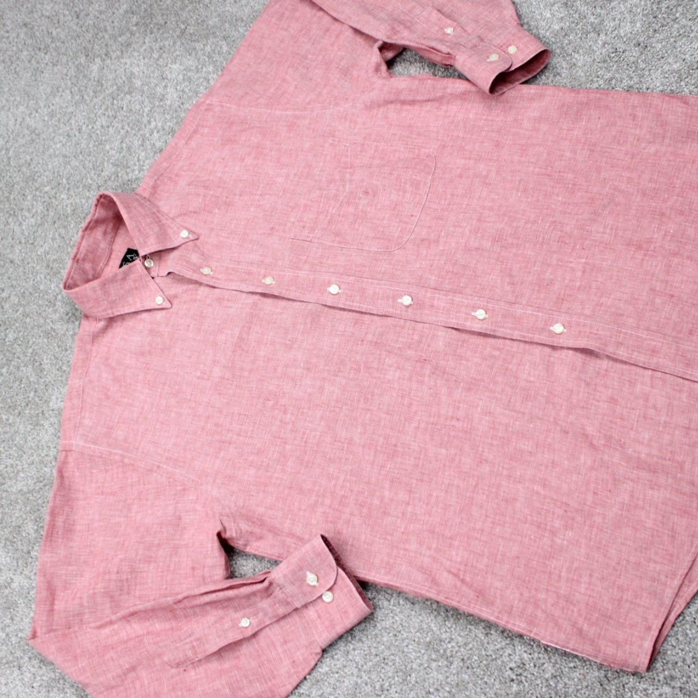 Jos. A. Bank Jos. A. Bank Shirt Mens Medium Heather Red 100% Linen Traveler's L/S Button Down Size US M / EU 48-50 / 2 - 6 Thumbnail