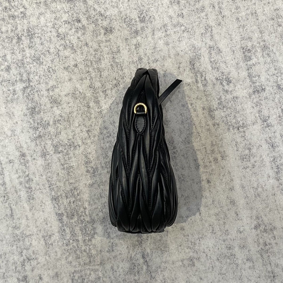 Miu Miu MIU MIU Wander Matelassé Nappa Leather Small Hobo Bag BLACK Size ONE SIZE - 9 Thumbnail