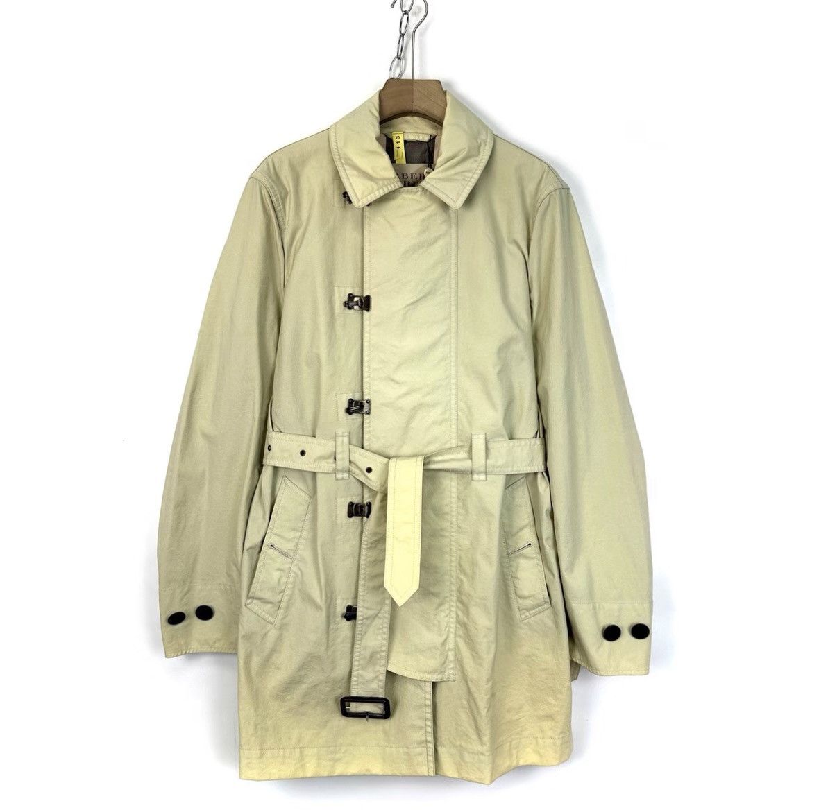 Burberry Burberry Off-White Side Button Mid-Length Trench Coat K12 Size L / US 10 / IT 46 - 1 Thumbnail