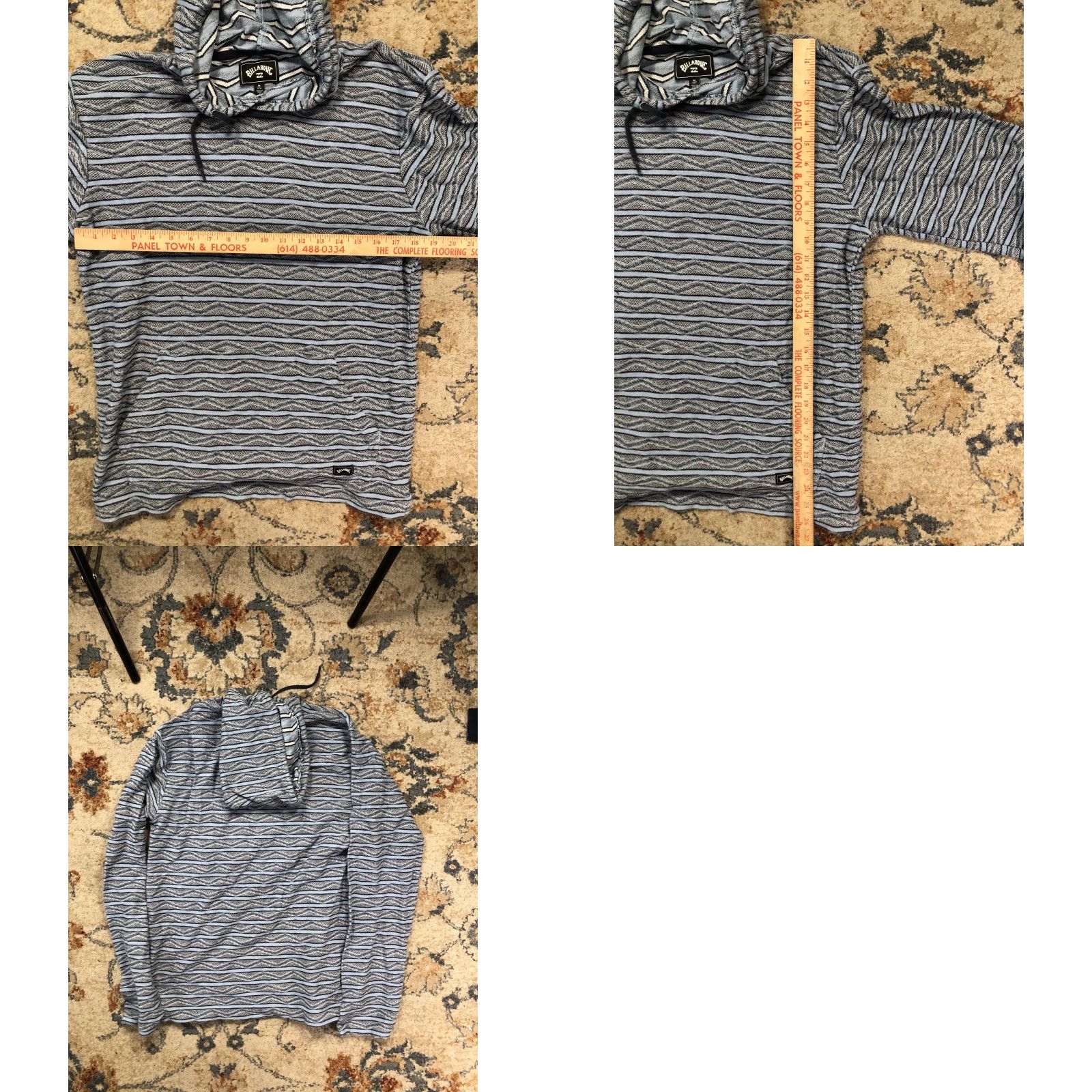 Billabong Billabong Hoodie Shirt Mens M Blue Striped Lightweight Pullover Pocket Wool? (Note: Wool not in original) Size US M / EU 48-50 / 2 - 8 Thumbnail