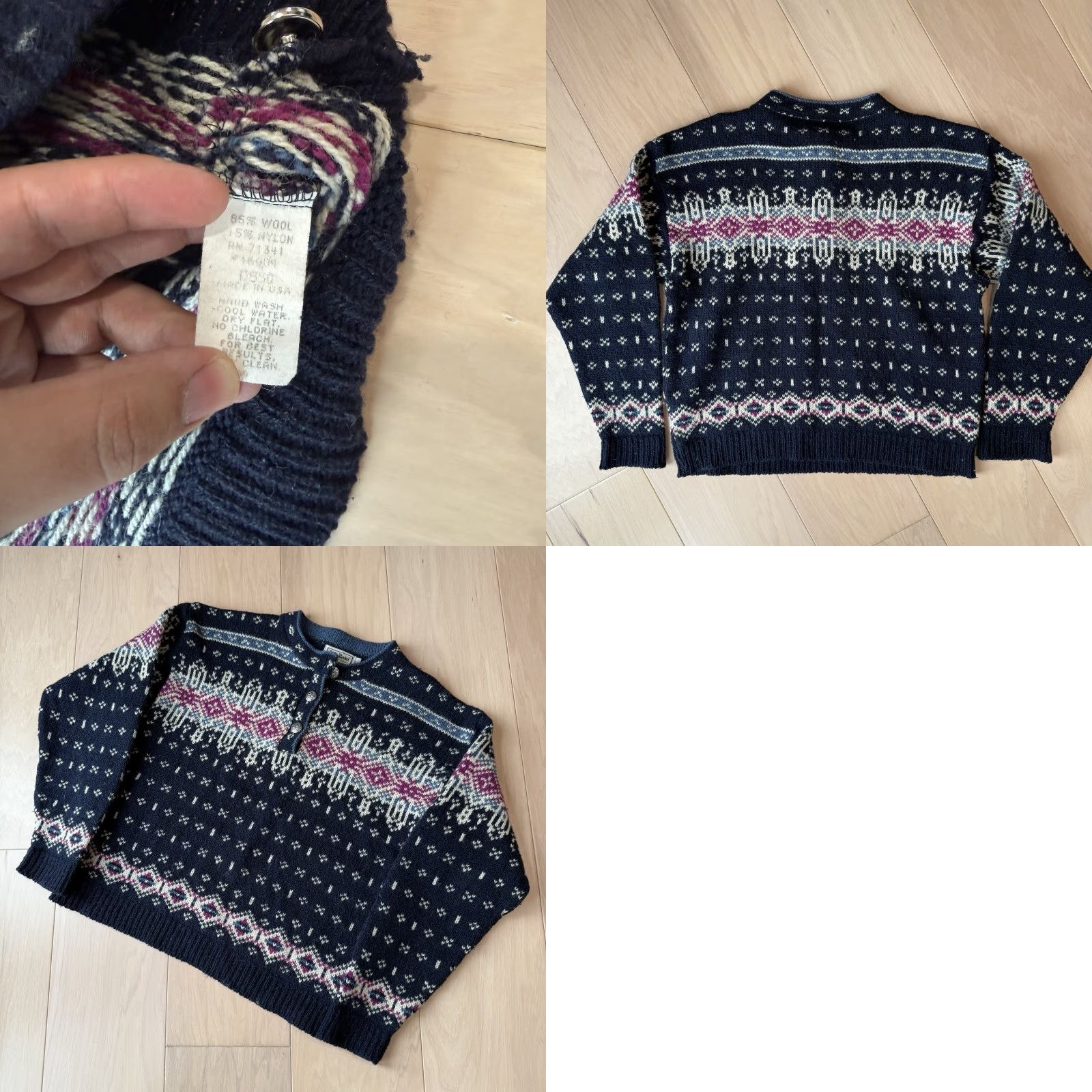 Vintage VINTAGE LL Bean Nordic Sweater Women’s Medium Blue Wool Pullover Fair Isle Pullover Casual Knit Crew Neck Size M / US 6-8 / IT 42-44 - 8 Thumbnail