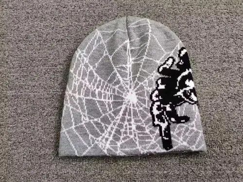 VIBE Spider Web Graphic No Cuff Beanie Hat Grey Size ONE SIZE - 4 Thumbnail