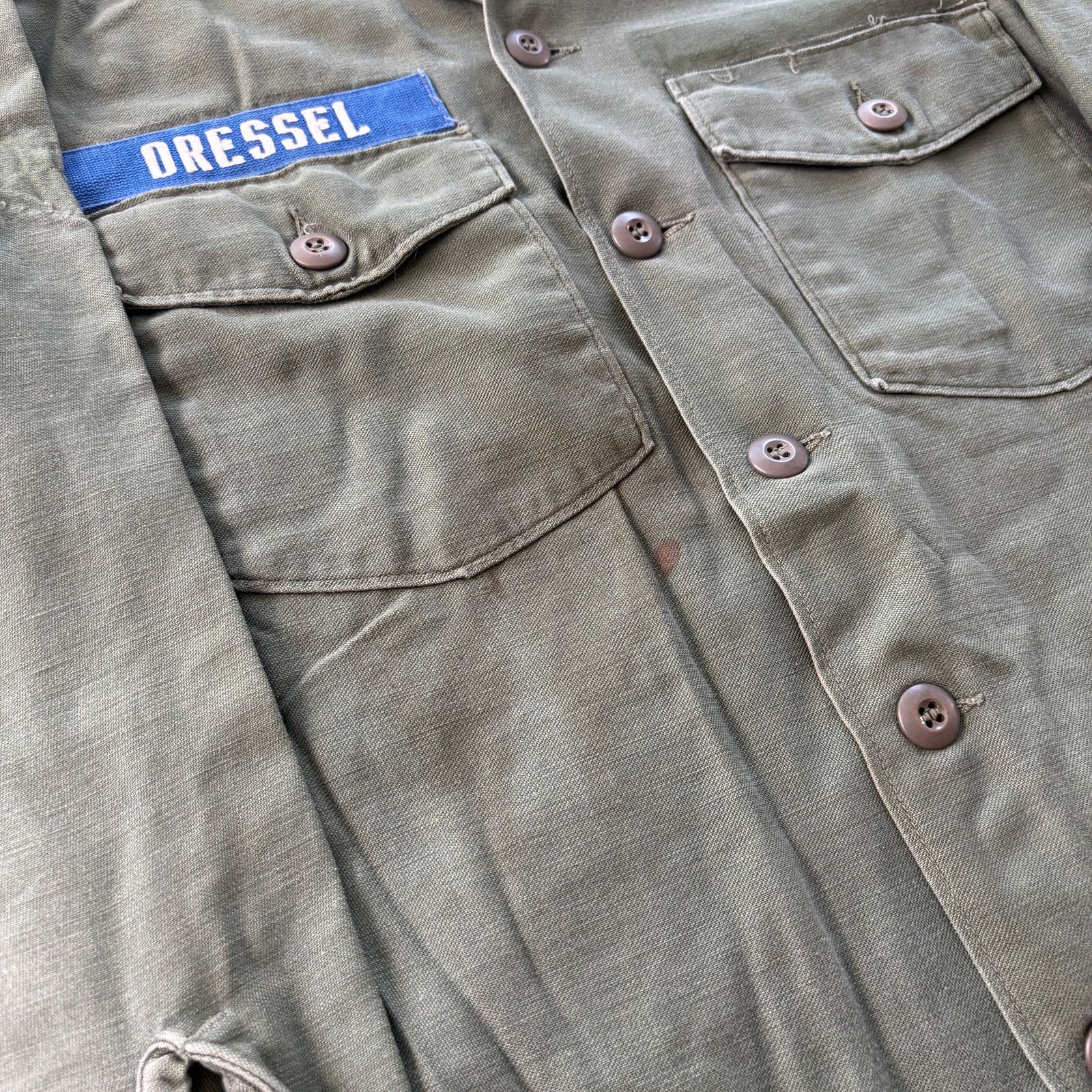Vintage 60s Vtg OG-107 Green US Army Vietnam Fatigue Shirt Dressel Size US L / EU 52-54 / 3 - 4 Thumbnail