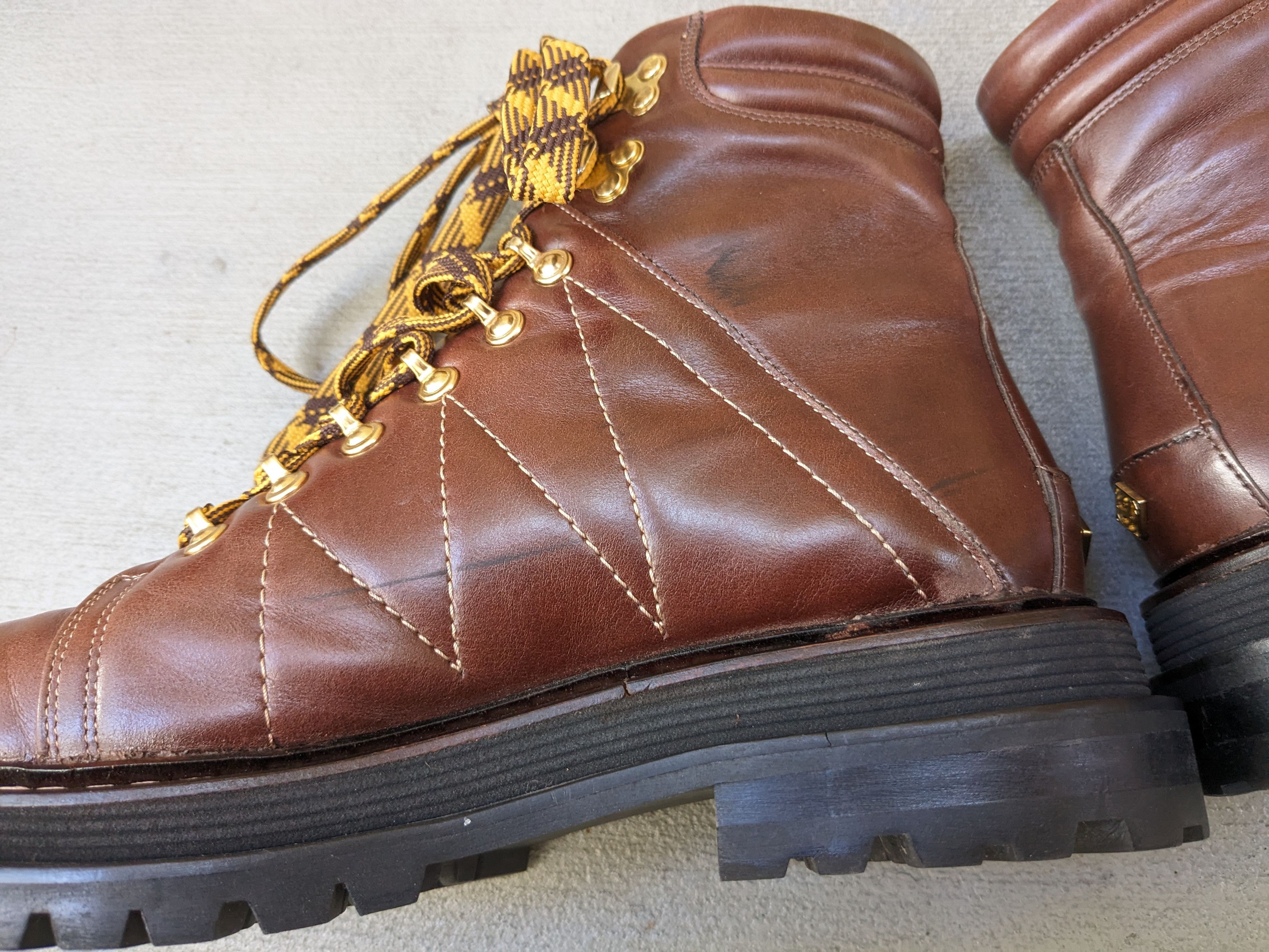 Sandro Sandro Boots Brown Leather 7 40 Lace Up Rubber Chunky Size US 7 / EU 40 - 7 Thumbnail