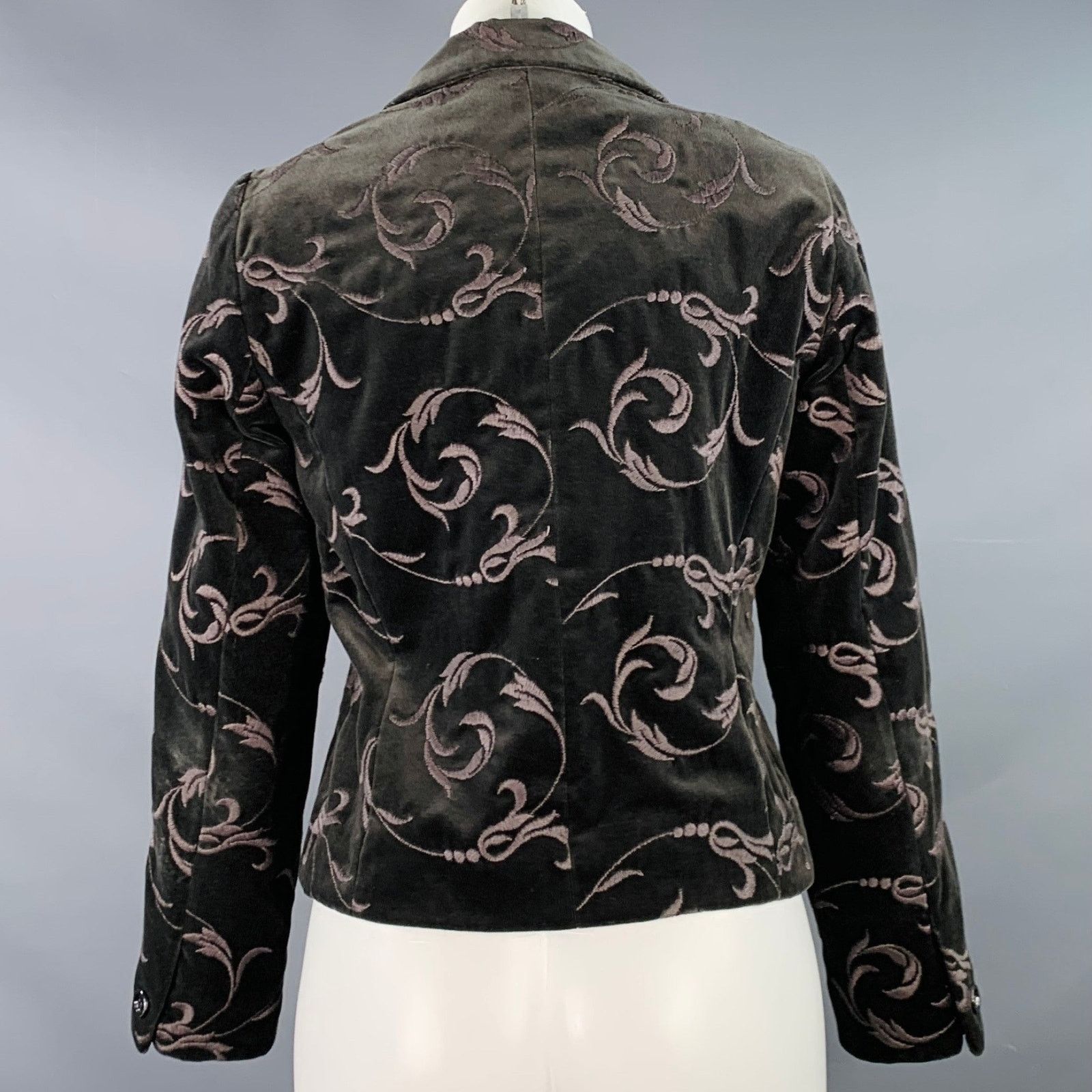 Burberry Size 2 Grey Taupe Cotton Velvet Embroidered Jacket Blazer Size XS / US 0-2 / IT 36-38 - 3 Thumbnail