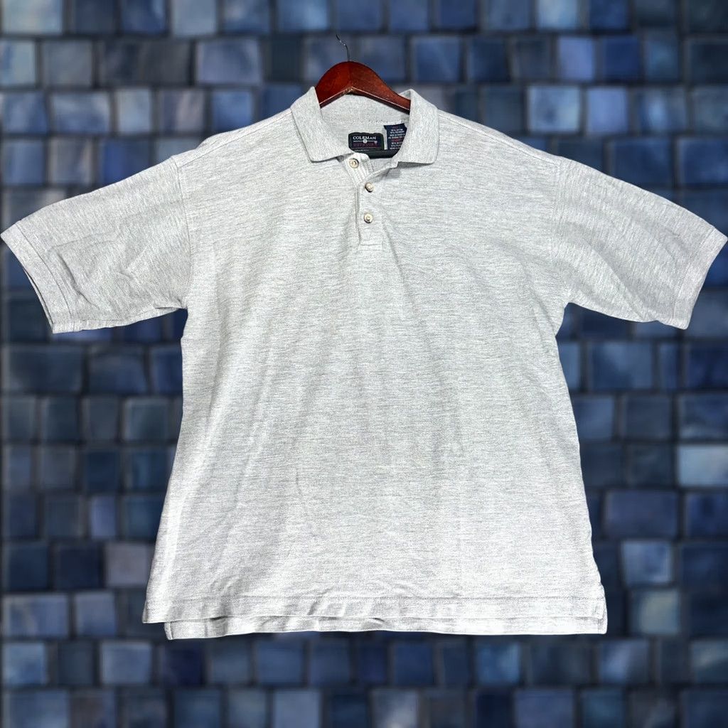 Vintage Coleman Outdoors Polo Shirt Mens Large Gray Short Sleeve Logo Cotton Size US L / EU 52-54 / 3 - 1 Thumbnail