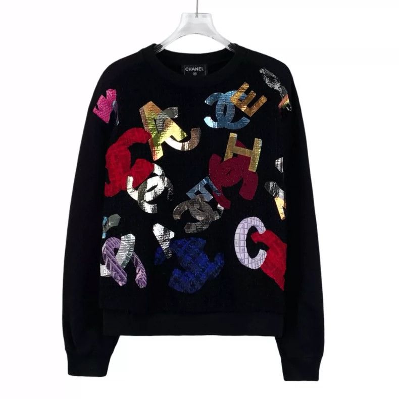 Chanel Chanel Black Sequin Letter Long Sleeve Sweatshirt- DMC Size US S / EU 44-46 / 1 - 1 Thumbnail