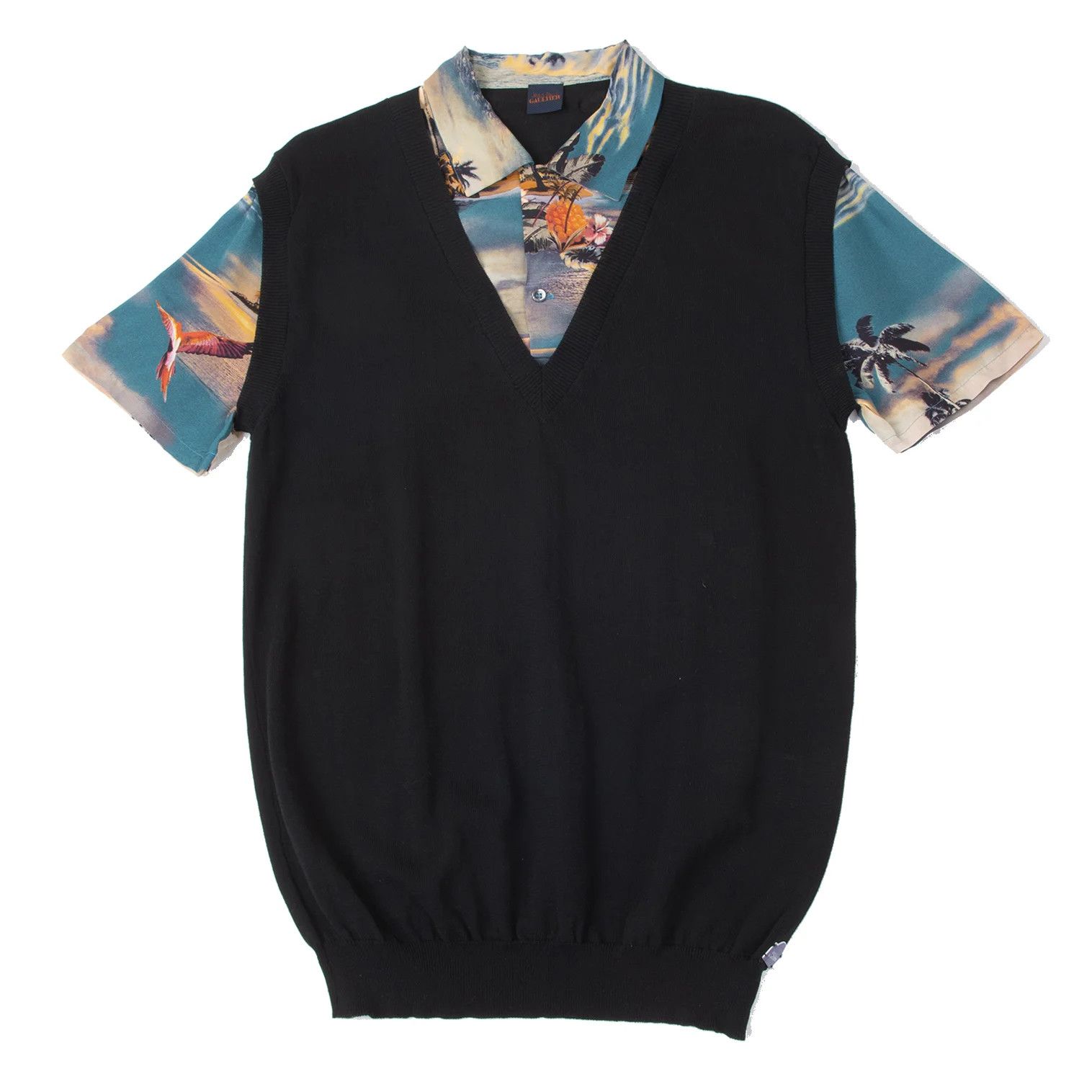 Jean Paul Gaultier Aloha Shirt Layered Design in Black and Other Colors Size US M / EU 48-50 / 2 - 1 Thumbnail