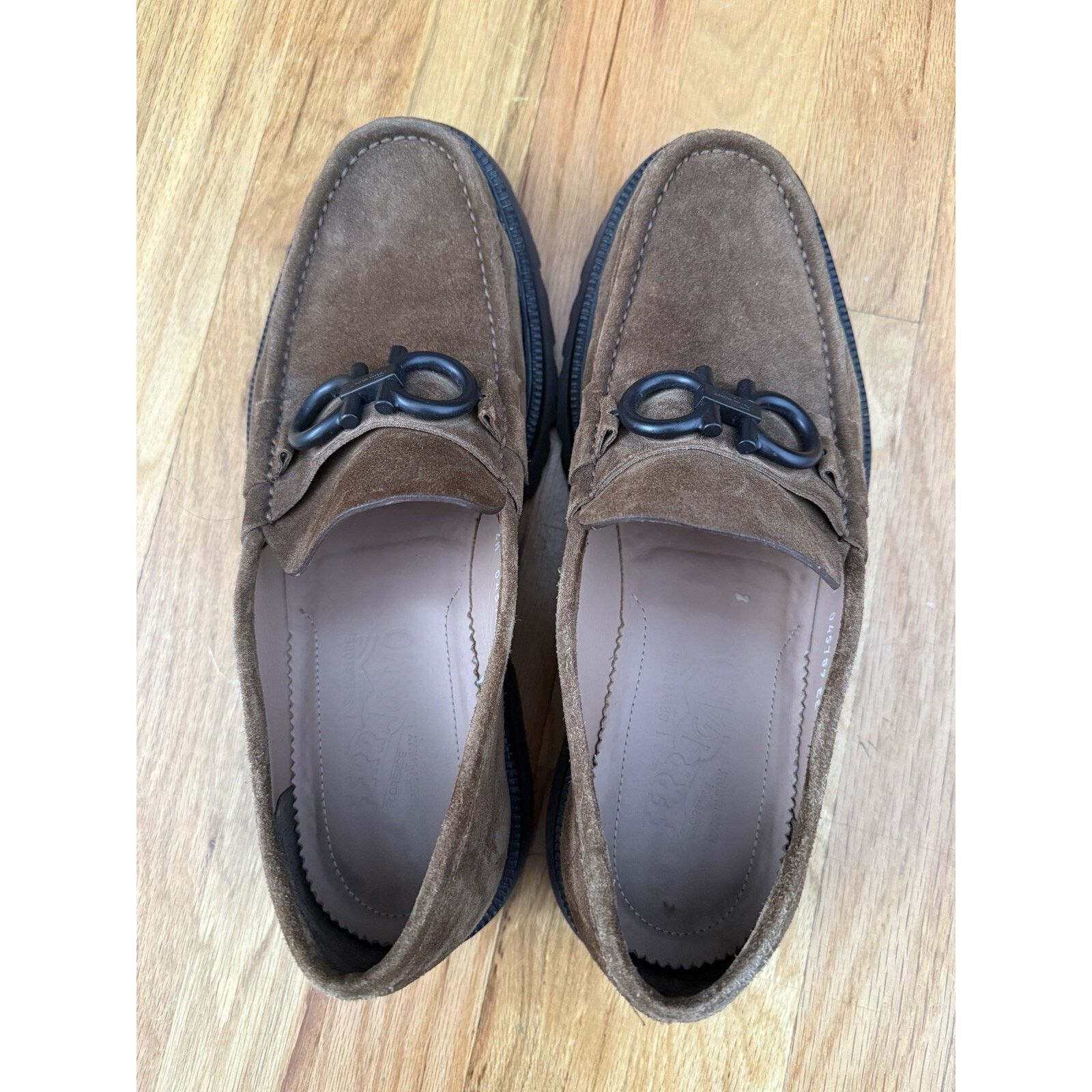 Salvatore Ferragamo Salvatore Ferragamo Gancini Brown Suede Moccasins Lug Sole Size US 9.5 / EU 42-43 - 7 Thumbnail
