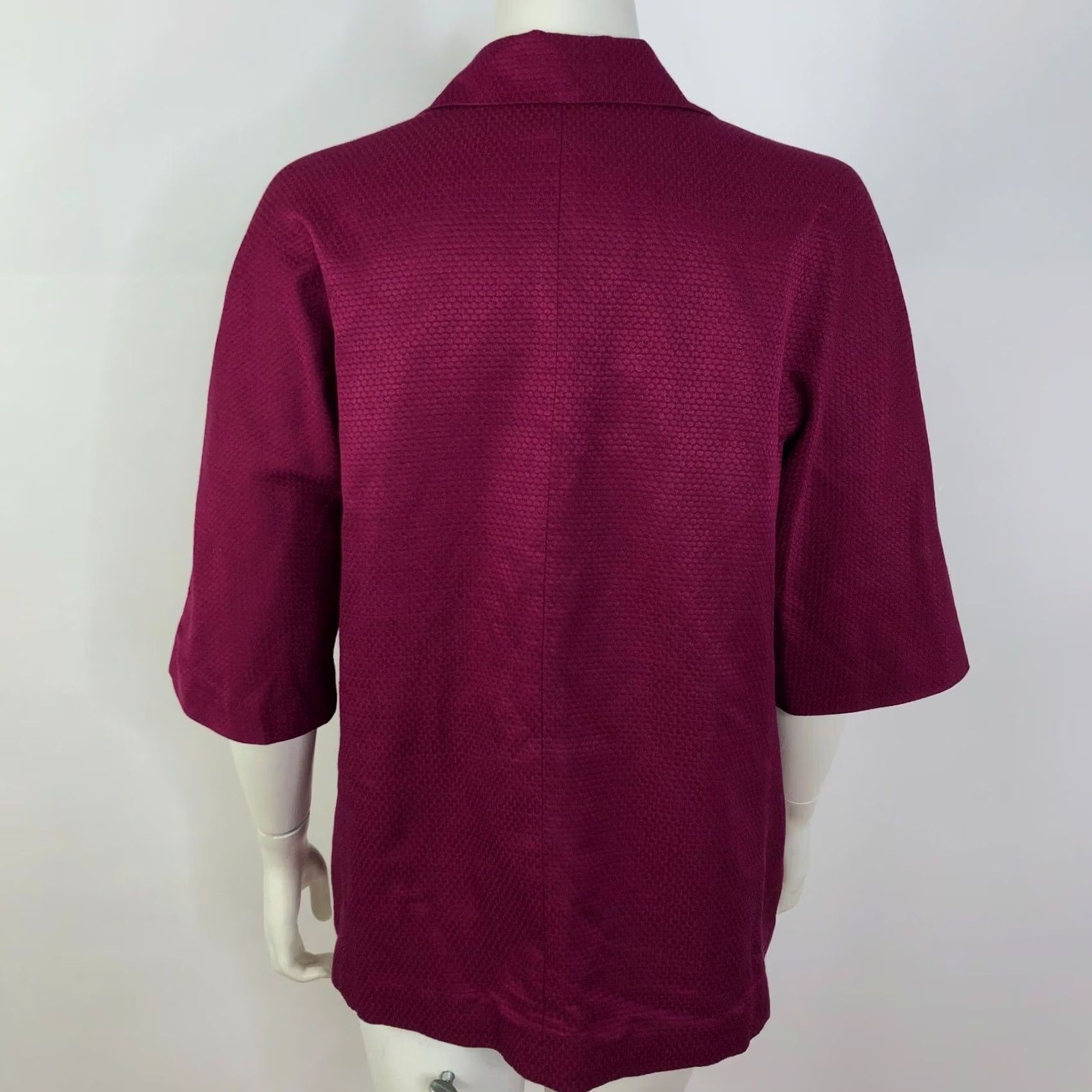 J. Jill J.Jill Blazer Silk Blend Two Button Office Jacket Red Purple / Women / Blazer / M / Regular / Button / Solid / Dressy / Business / Formal / Workwear Size M / US 6-8 / IT 42-44 - 4 Thumbnail
