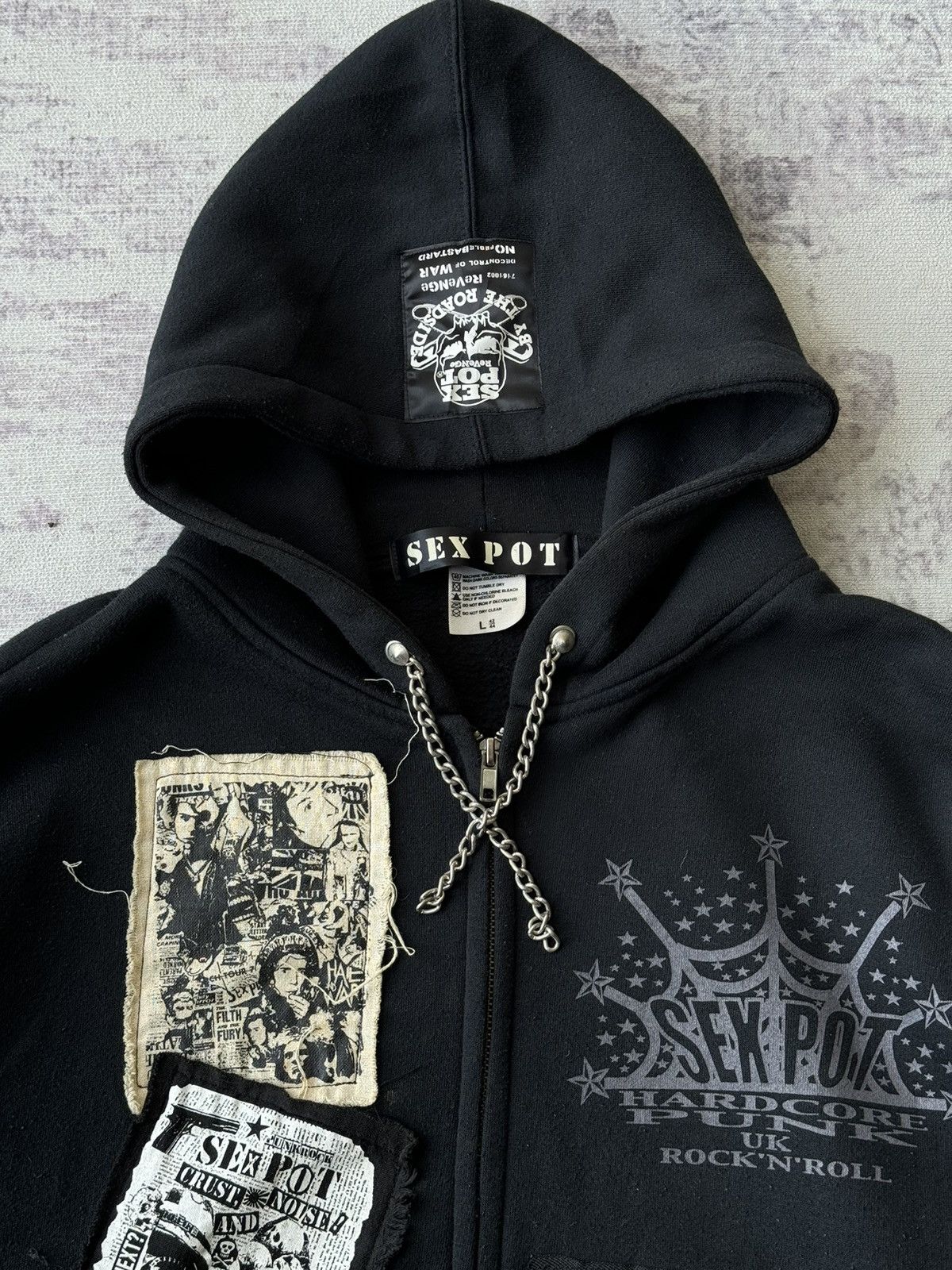 Japanese Brand Sex Pot Revenge Punk Riot Poem Chain Laces Hoodies Size US L / EU 52-54 / 3 - 5 Thumbnail
