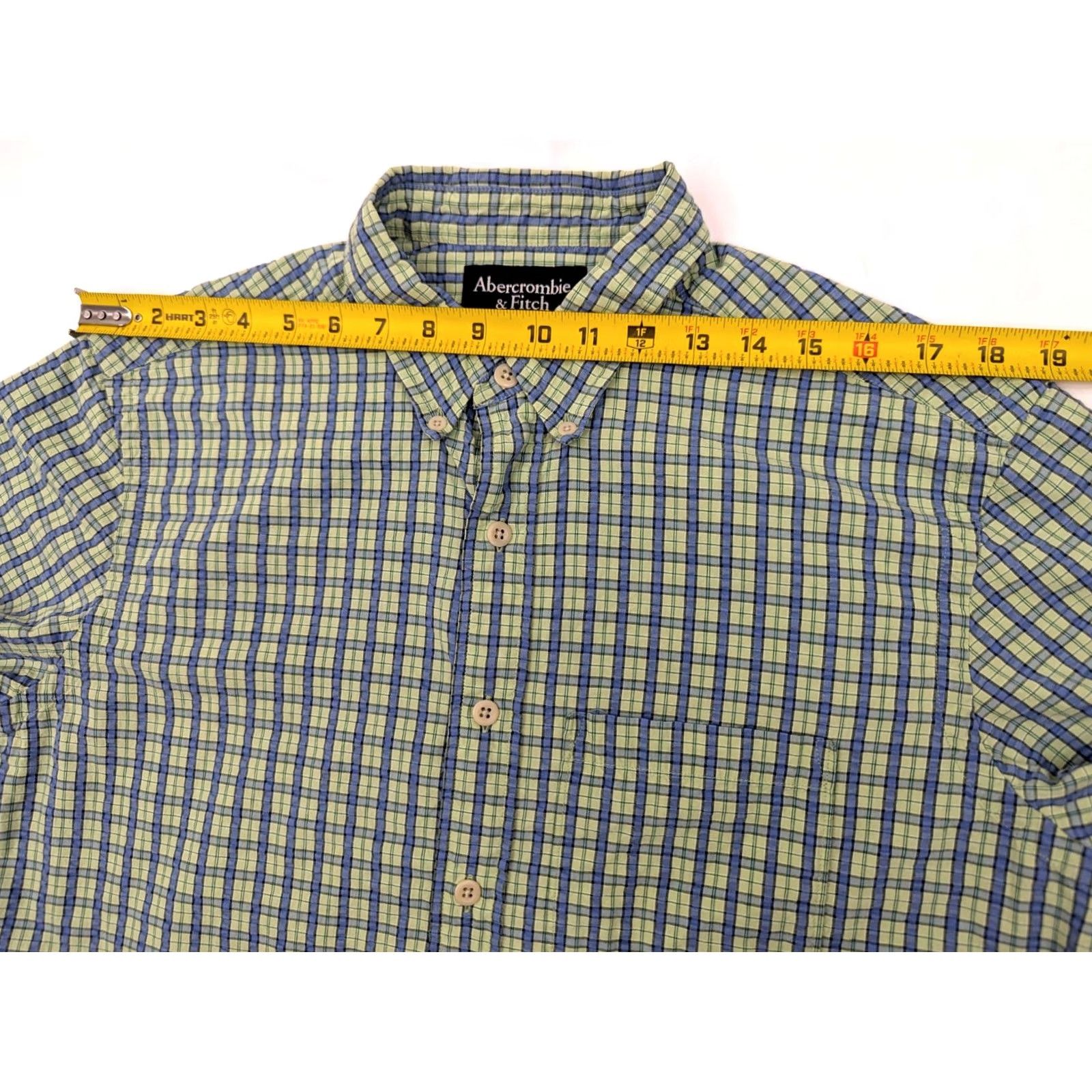Abercrombie & Fitch Abercrombie & Fitch Button-Up Shirt Mens M Green Blue Plaid Seersucker Short Sleeve Casual Vintage: No Size US M / EU 48-50 / 2 - 5 Thumbnail