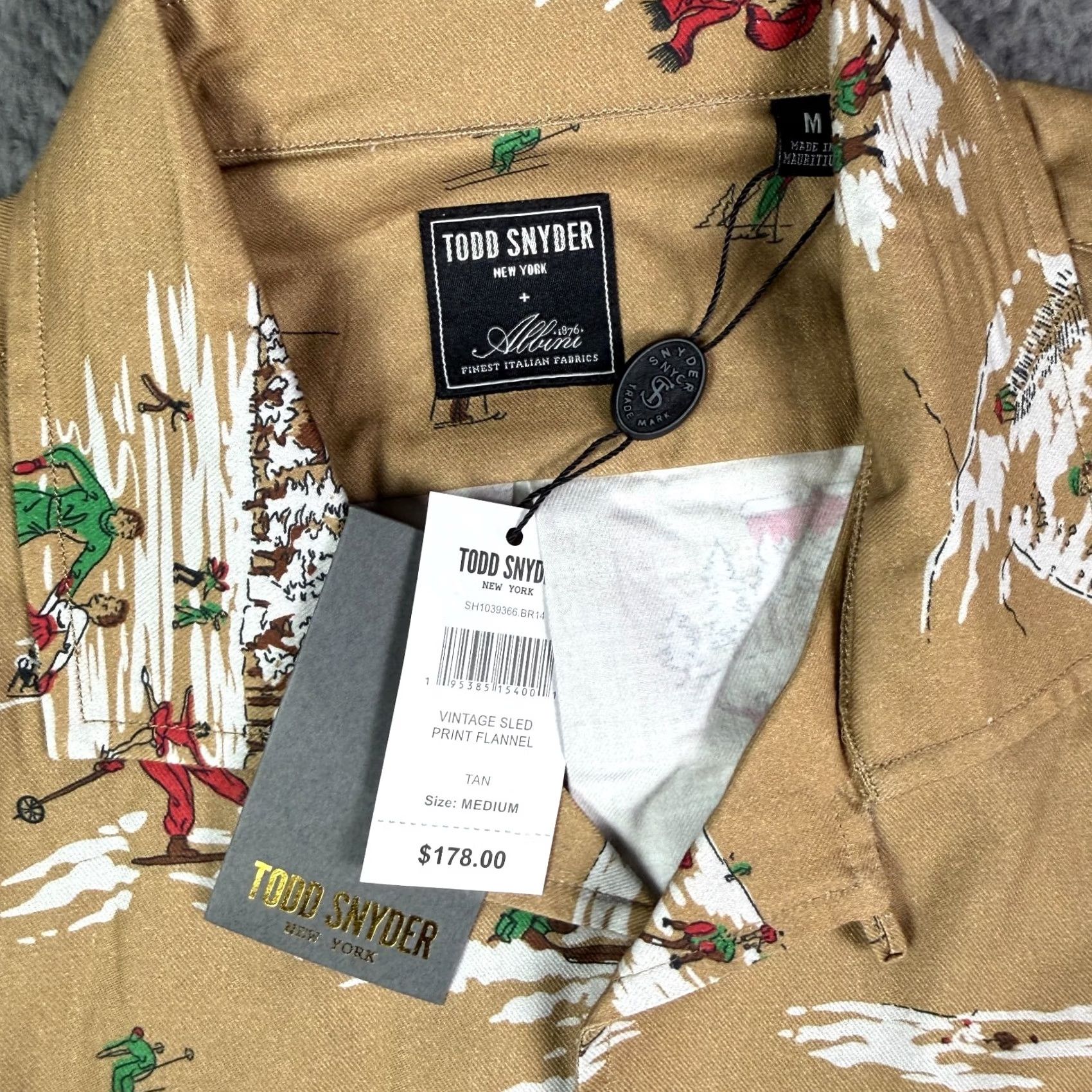 Todd Snyder VINTAGE Todd Snyder Albini Sled Print Flannel Shirt Mens M Tan Camp Loop Collar Shirt Mens M Tan Christmas Winter Snow Mountain Sled Pockets Buttons Size US M / EU 48-50 / 2 - 3 Thumbnail