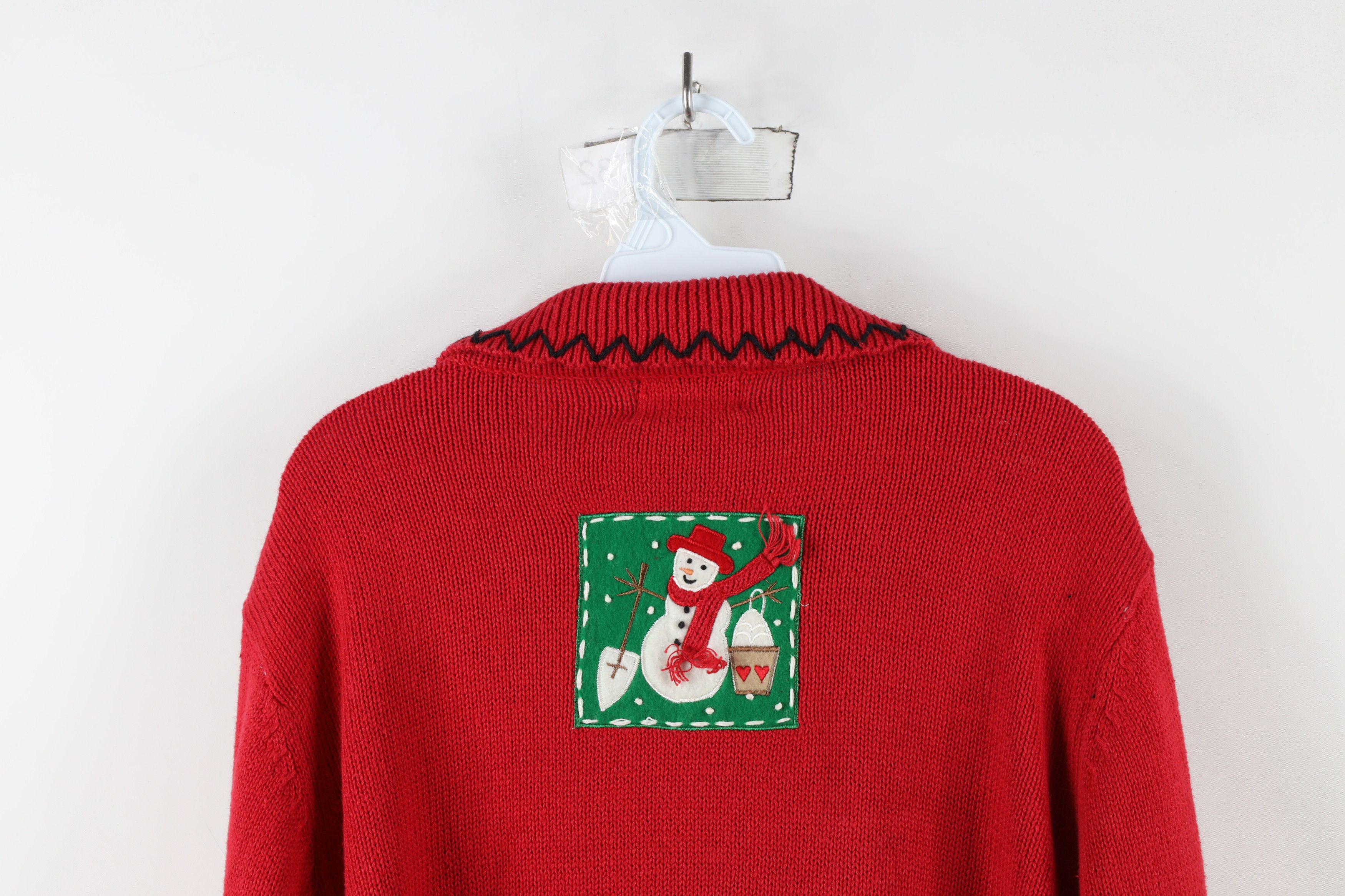 Vintage Vintage 90s Streetwear Snowman Patchwork Cardigan Sweater Size XL / US 12-14 / IT 48-50 - 14 Thumbnail