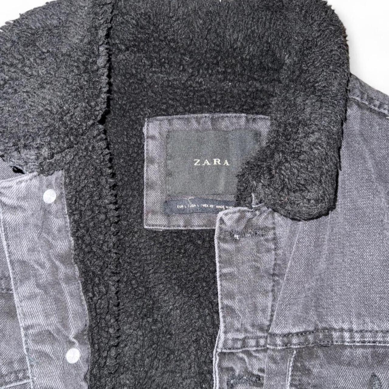 Zara ZARA BLACK DENIM JACKET WITH FUR COLLAR Size US L / EU 52-54 / 3 - 2 Thumbnail