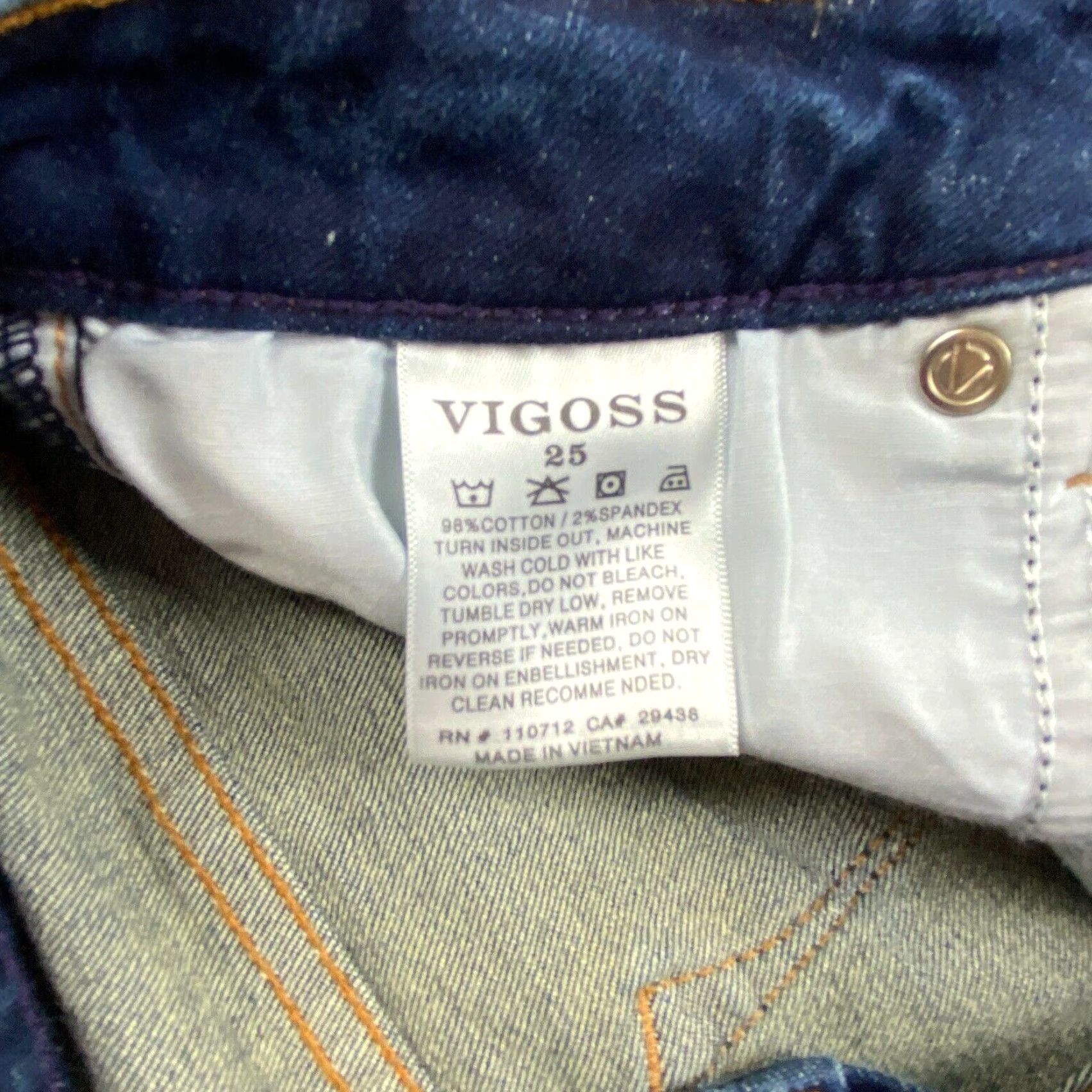 Vintage Vigoss Womens Distressed Cropped Jeans Medium Wash Blue 25 Size 42" / US 20 - 5 Thumbnail