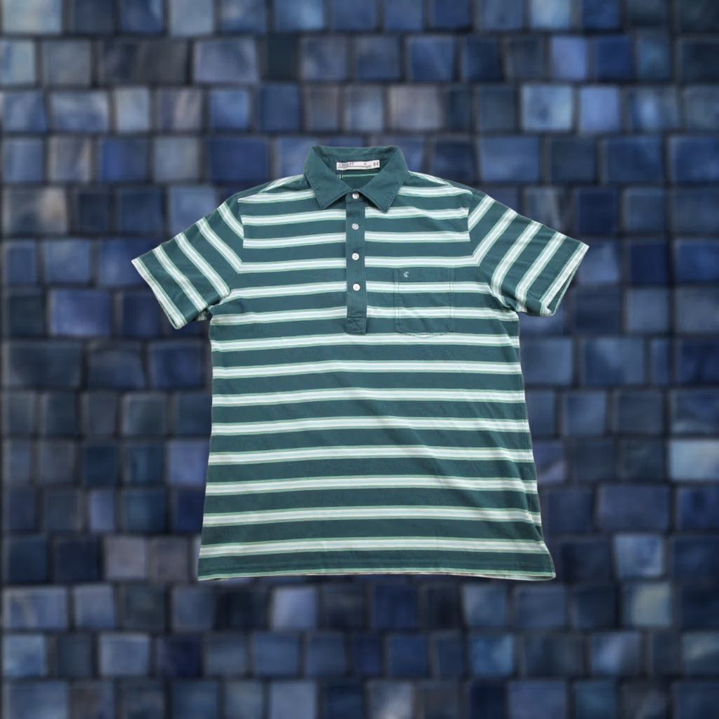 Vintage Criquet Polo Shirt Men’s M Short Sleeve Green Organic Cotton Striped Size US M / EU 48-50 / 2 - 1 Thumbnail
