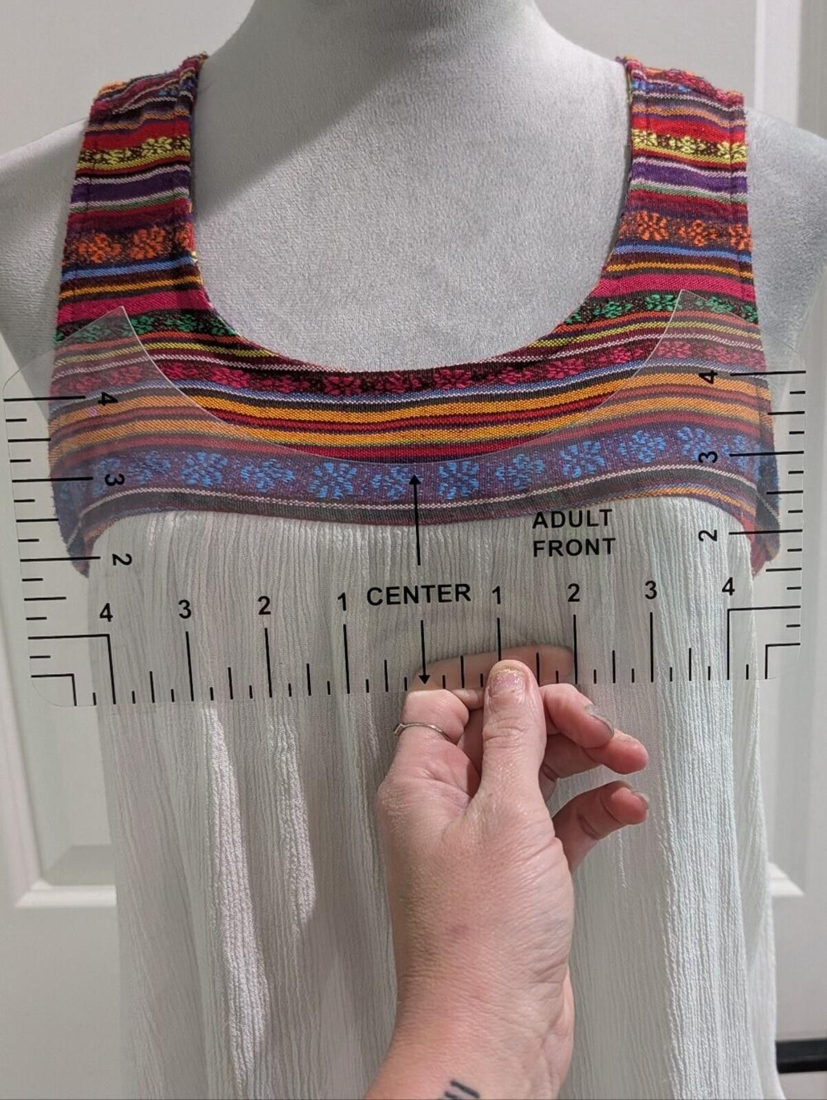 Other Boho Embroidered Yoke Tank Top - Cream with Multicolor Trim Size L / US 10 / IT 46 - 5 Thumbnail