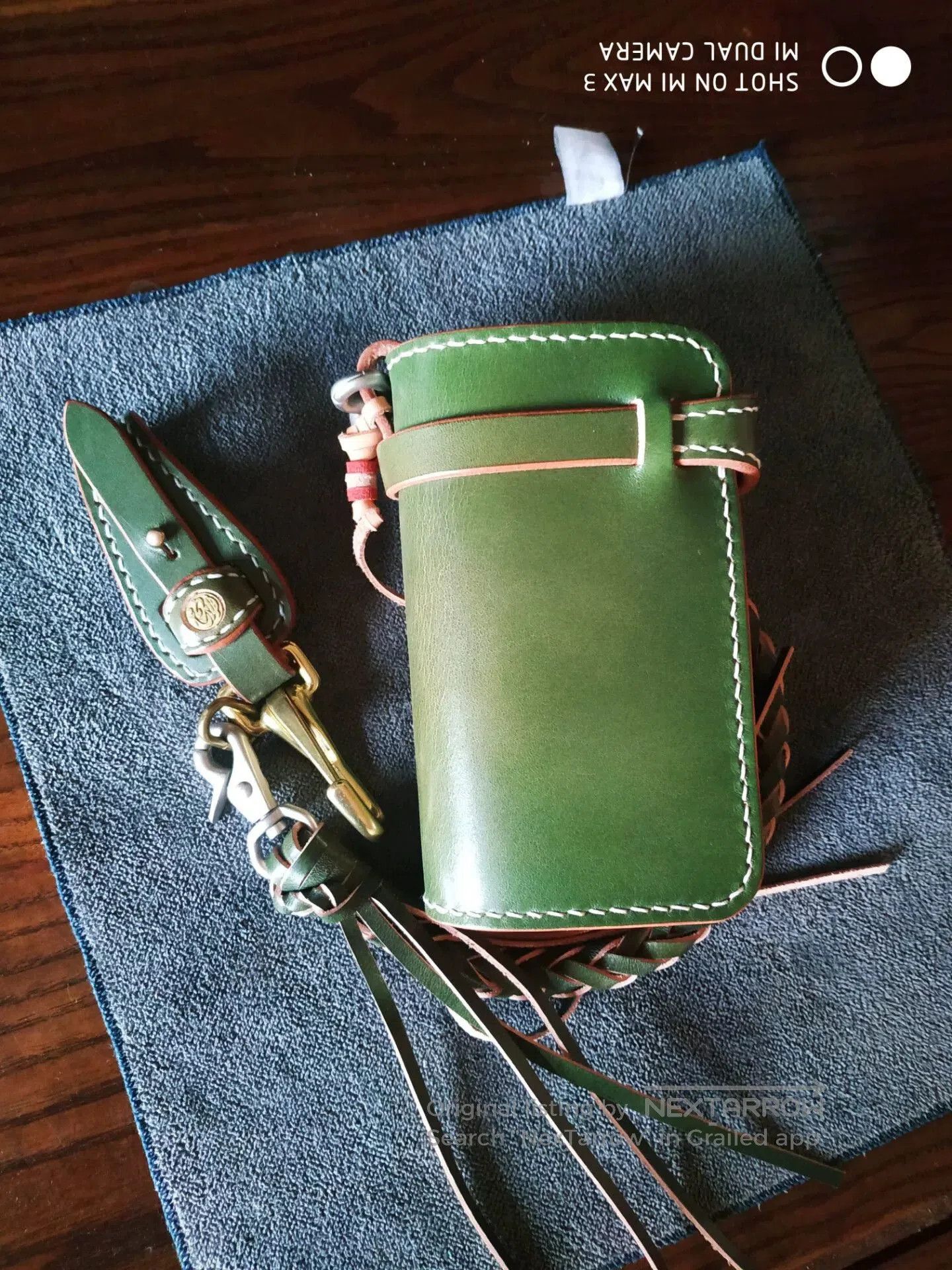 Japanese Brand Tenjin Works Green Kuri Leather Keychain. Size ONE SIZE - 4 Thumbnail
