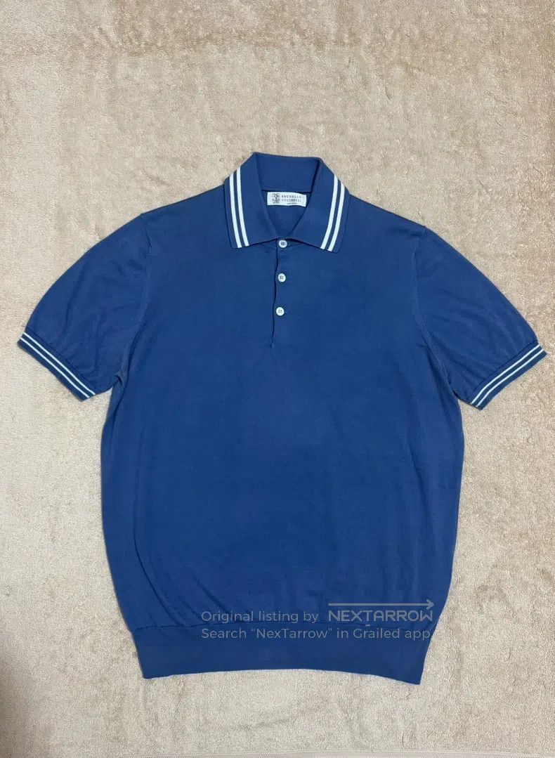 Brunello Cucinelli Brunello Cucinelli Sea Island Cotton Knit Short Sleeve Pol Size US S / EU 44-46 / 1 - 1 Thumbnail