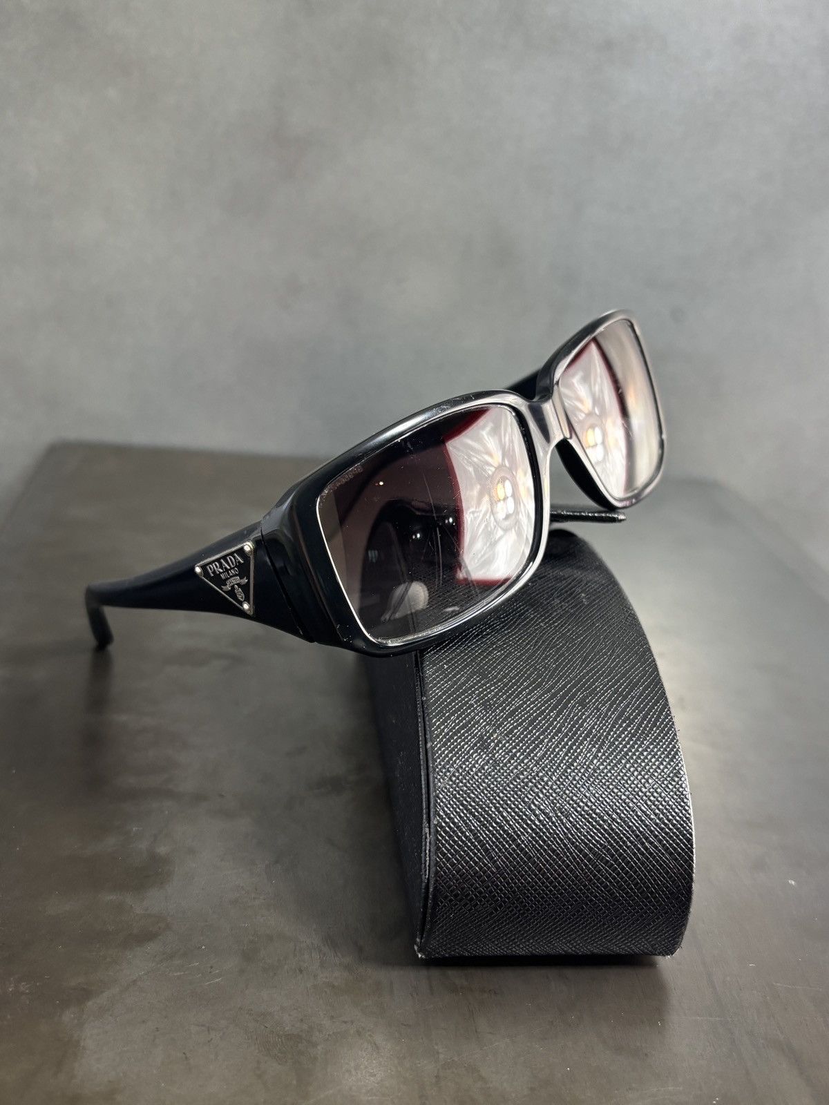 Y2K Prada Sunglasses SPR16L Triangle Logo Case 2000s Vintage