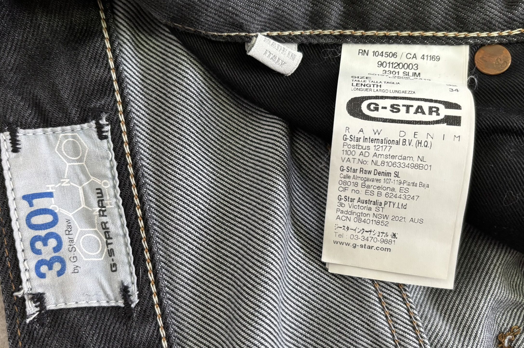 G-Star G-Star Raw 3301 slim fit black jeans size 32-34 Size US 32 / EU 48 - 18 Thumbnail